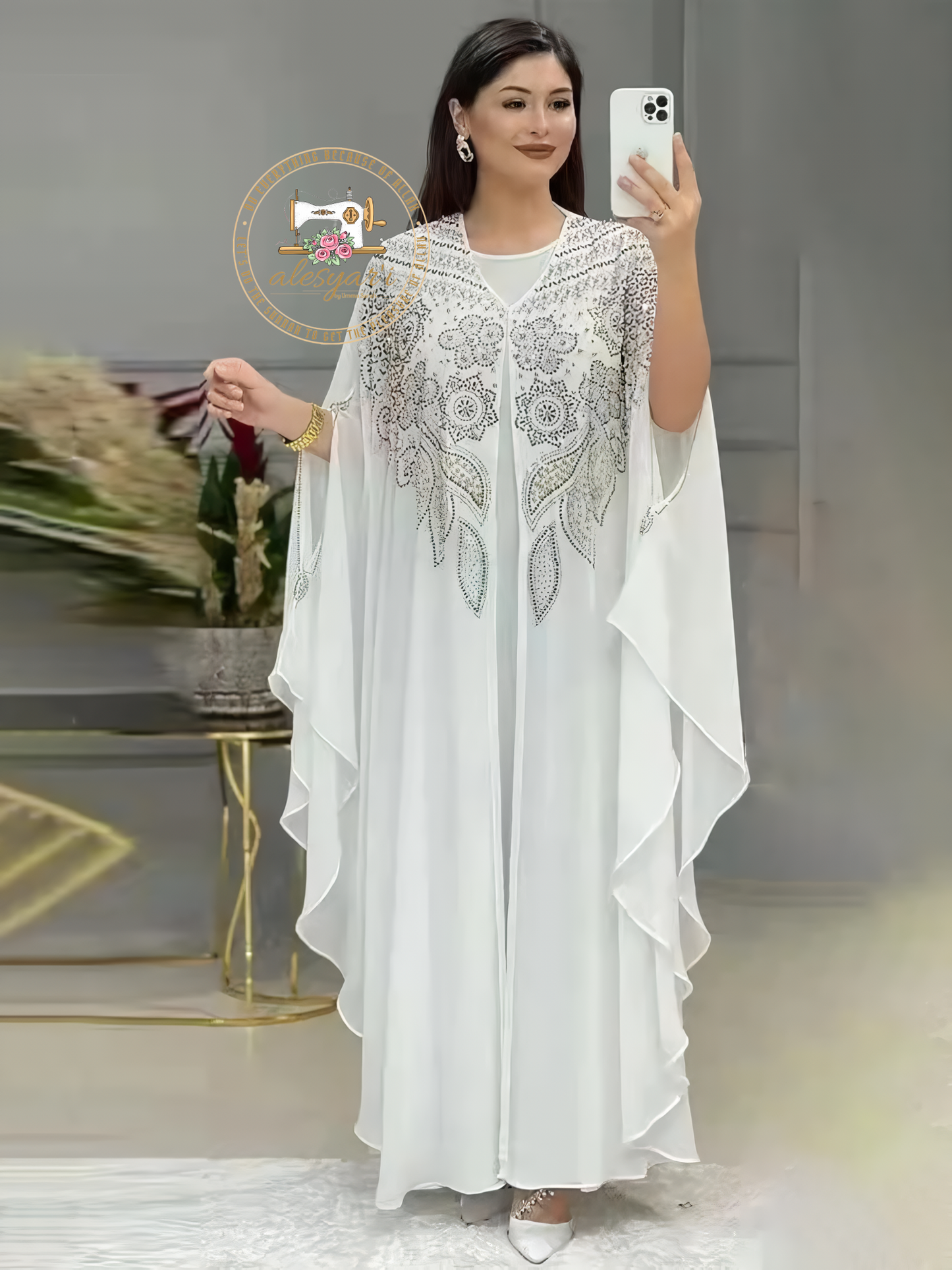 Alesyari Shop I Luxurious Dubai Women's Abayas: Sifon Boubou Muslim Fashion Kaftan Marocain Dresses for Special Occasions and Weddings