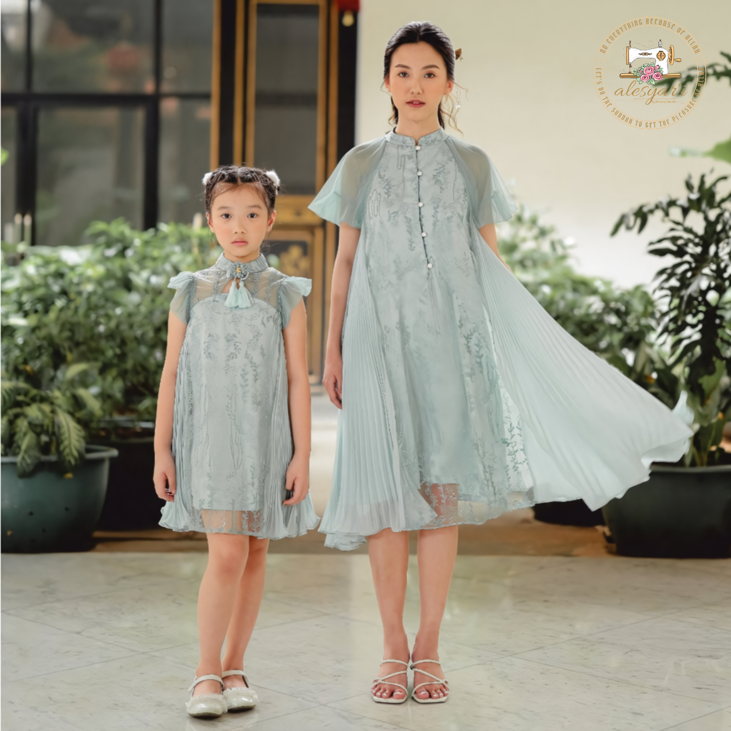 Alesyari Shop I New Fashion Floral Mom And Daughter Dress Cute Family Matching Party Parent-Child Outfits Christmas Carnival Mother Kids Clothes