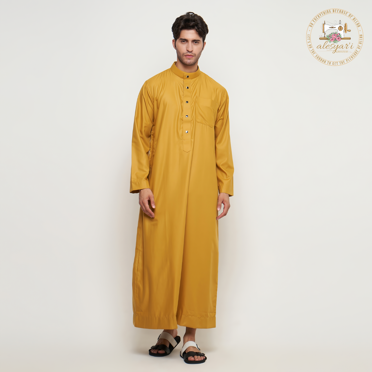 Alesyari Shop I Islamic Jubba Thobe Long Sleeve Robe Shirts Hoodies Saudi Arab Kaftan Long Jubba Thobe Hombre Muslim Men Abaya Clothing