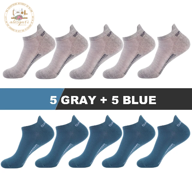 Alesyar'i Shop I 10 Pairs/Lot: High-Quality Men's Ankle Socks - Breathable Cotton, Mesh Design, Casual Athletic Style for a Cool and Comfortable Summer, Thin Cut Short Socks