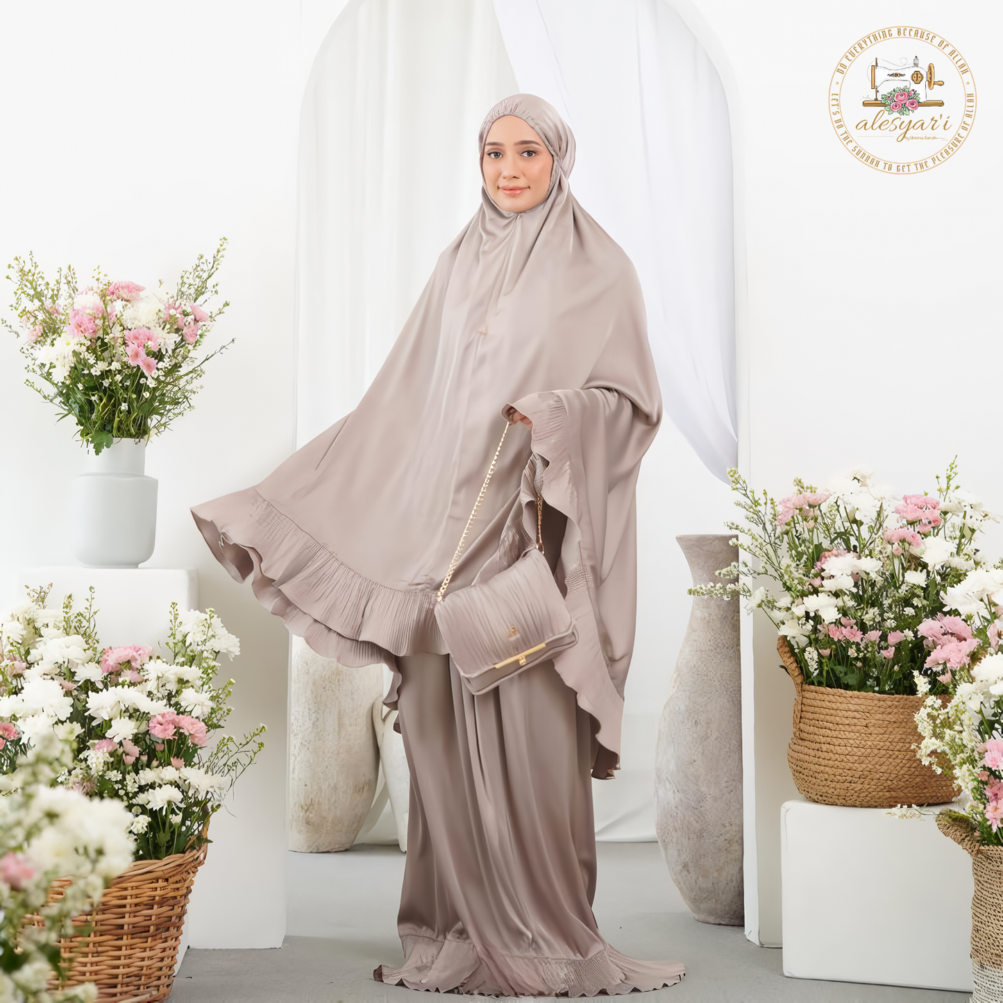 Alesyari Shop I 2024 Two Pieces Ramadan Muslim Prayer Hijab Garment Women Fashion Hooded Abaya Full Cover Long Sleeve Dress Islam Dubai Modest Robe