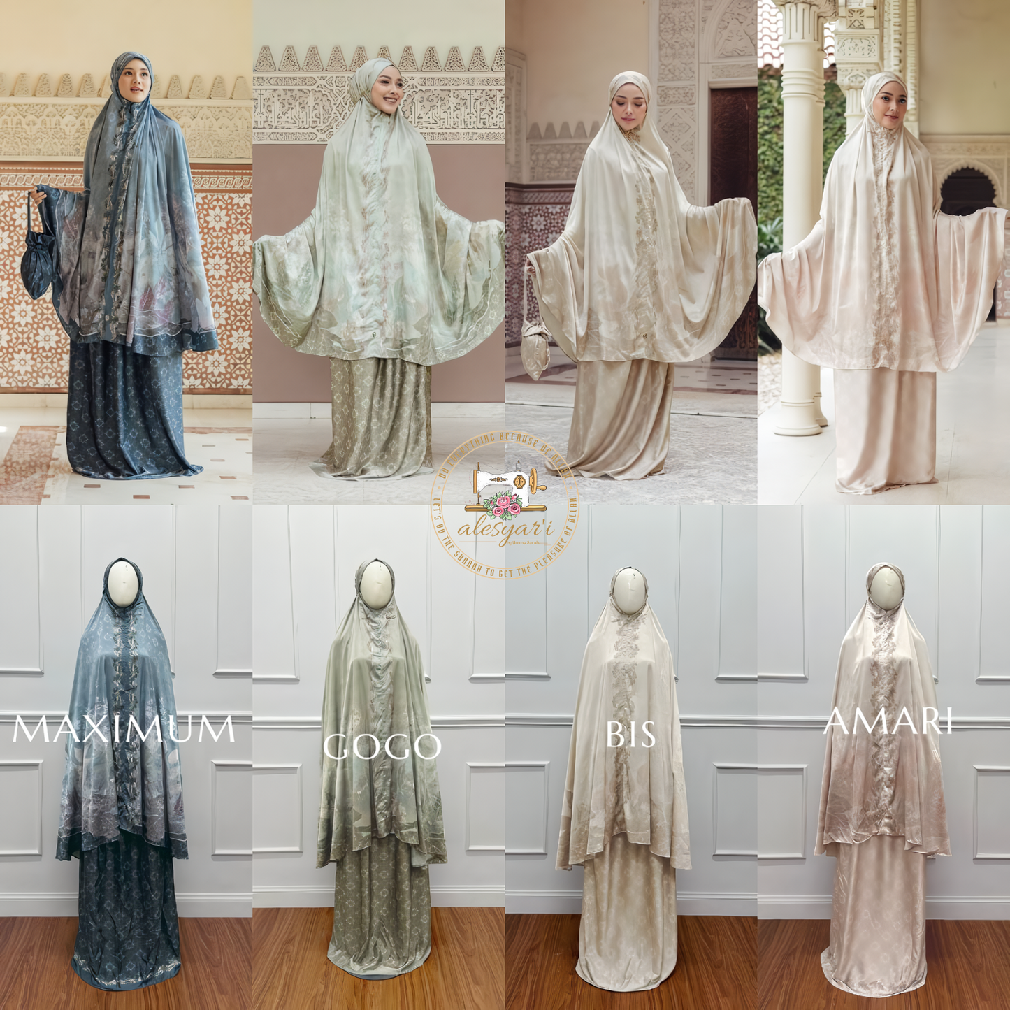 Alesyari Shop I 2024 Women's Prayer Garment Ramadan Muslim Abaya Kaftan Women Jilbab with Hijab Abayat Islam Modest Dress Robe Islamic Arab Clothes