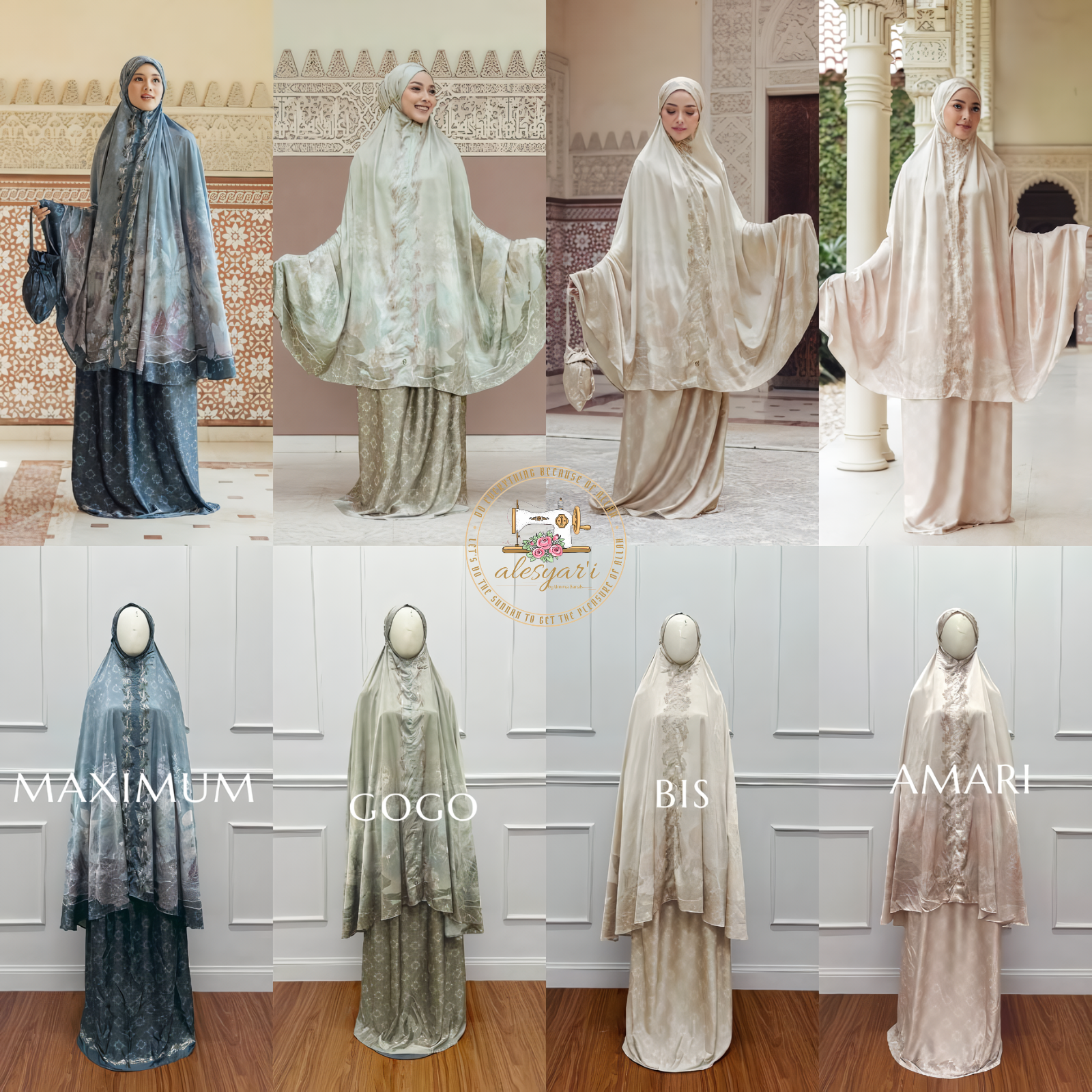 Alesyari Shop I 2024 Women's Prayer Garment Ramadan Muslim Abaya Kaftan Women Jilbab with Hijab Abayat Islam Modest Dress Robe Islamic Arab Clothes