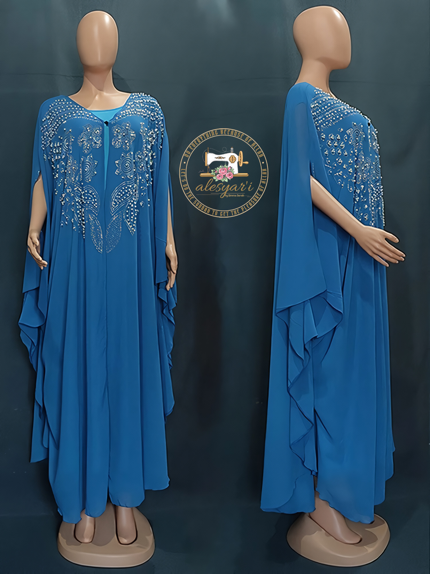 Alesyari Shop I Luxurious Dubai Women's Abayas: Sifon Boubou Muslim Fashion Kaftan Marocain Dresses for Special Occasions and Weddings