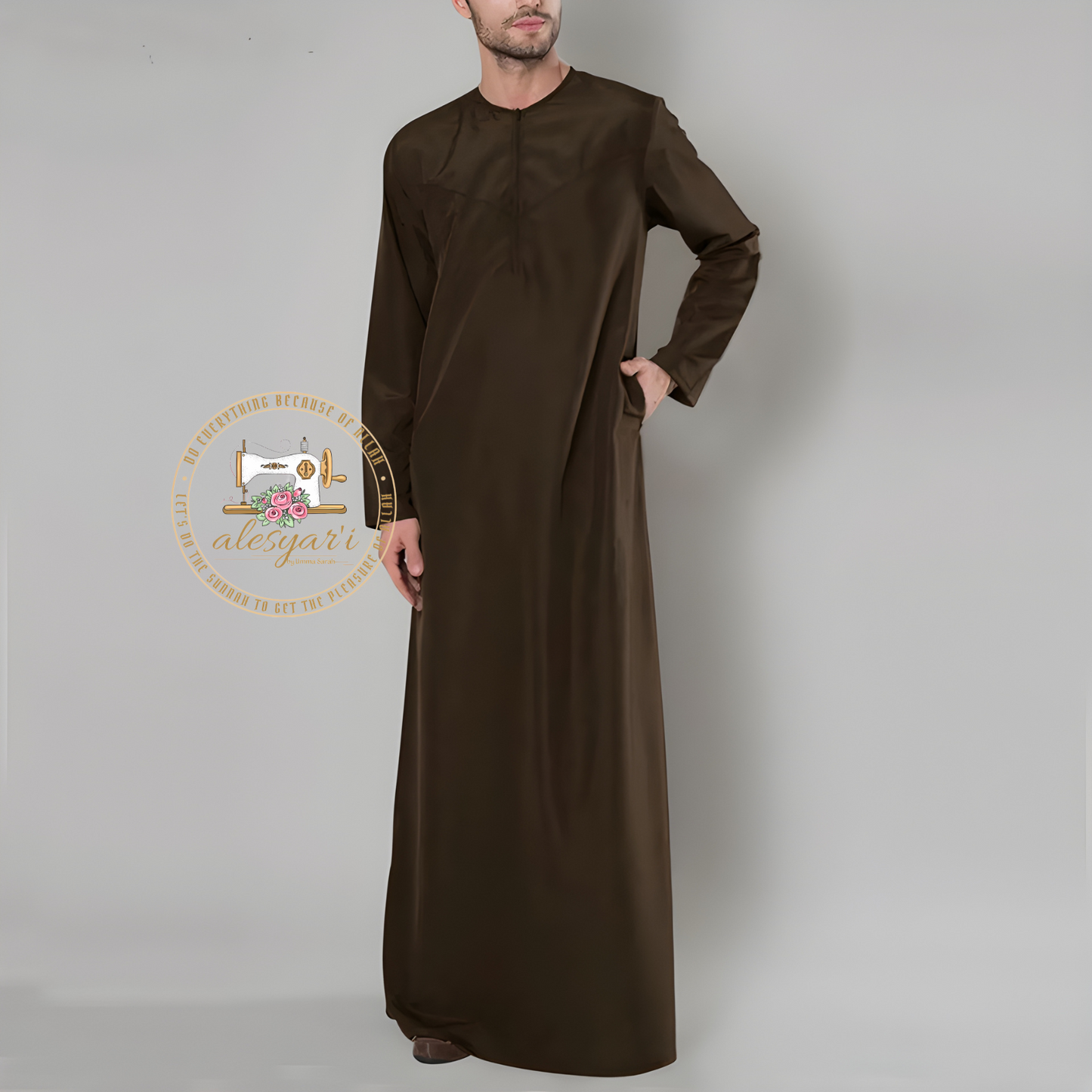 Alesyari Shop I Jubba Thobe: Long Sleeve Kaftan for Men, Ideal Islamic Attire from Pakistan, Saudi Arabia, and Afghanistan