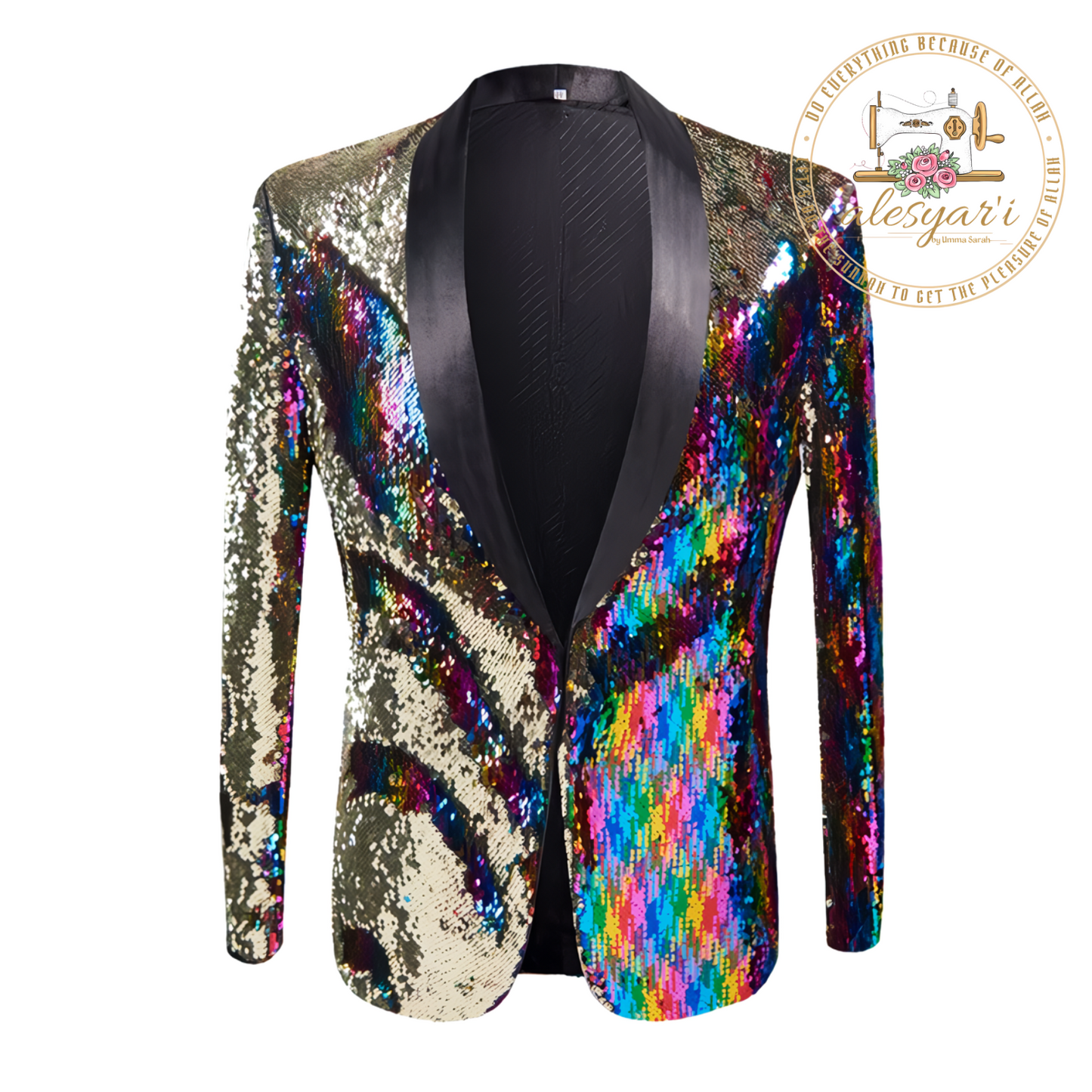 Mens Luxury Wave Striped Gold Sequin Blazer Jacket Shawl Lapel One Button Shiny Wedding Party Suit Jackets Dinner Tuxedo Blazer