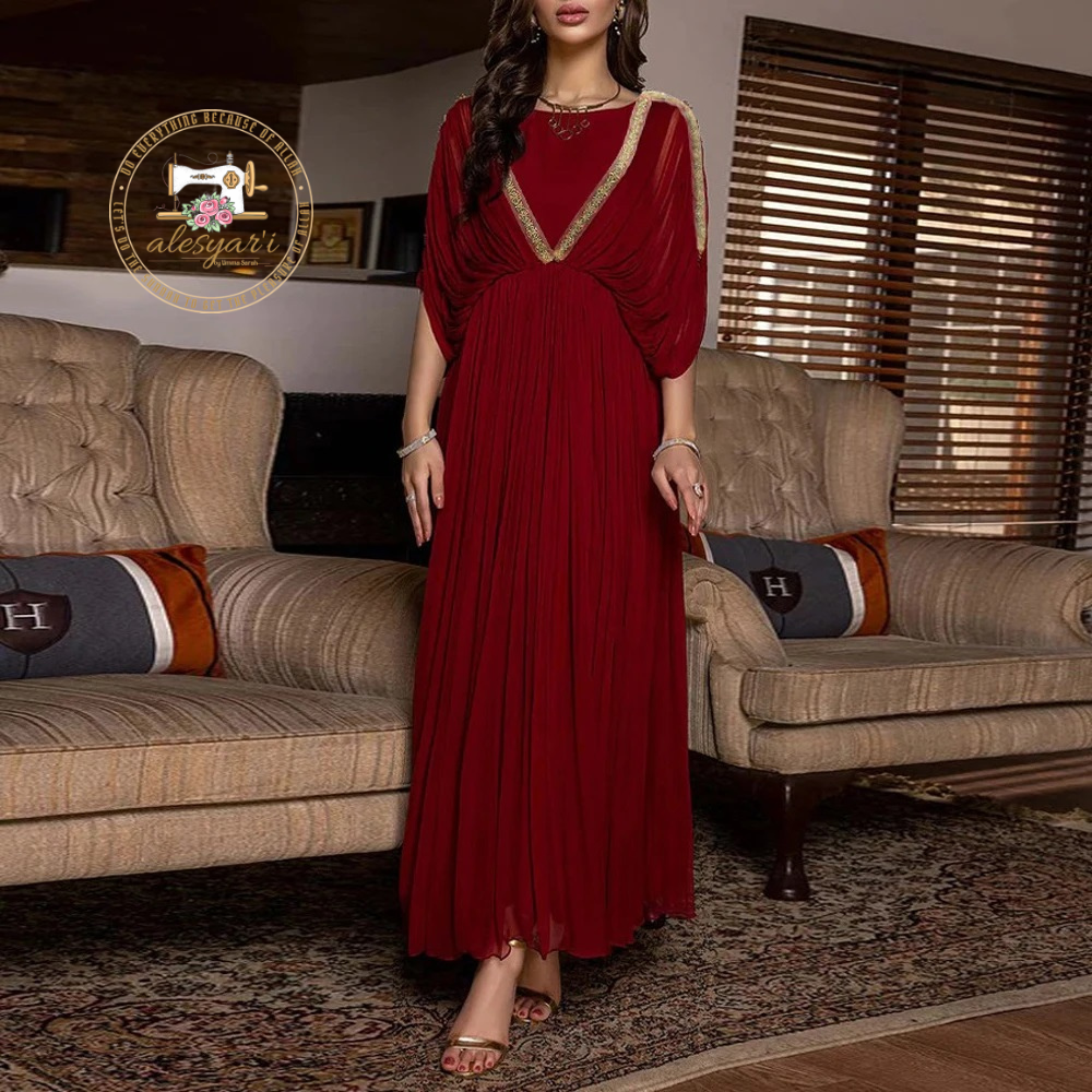 Alesyari Shop I Stylish Plus-Size Party Dresses: Elevate Your Look with Chiffon Kaftan Maxi Dresses and Muslim Abaya Outfits for Women