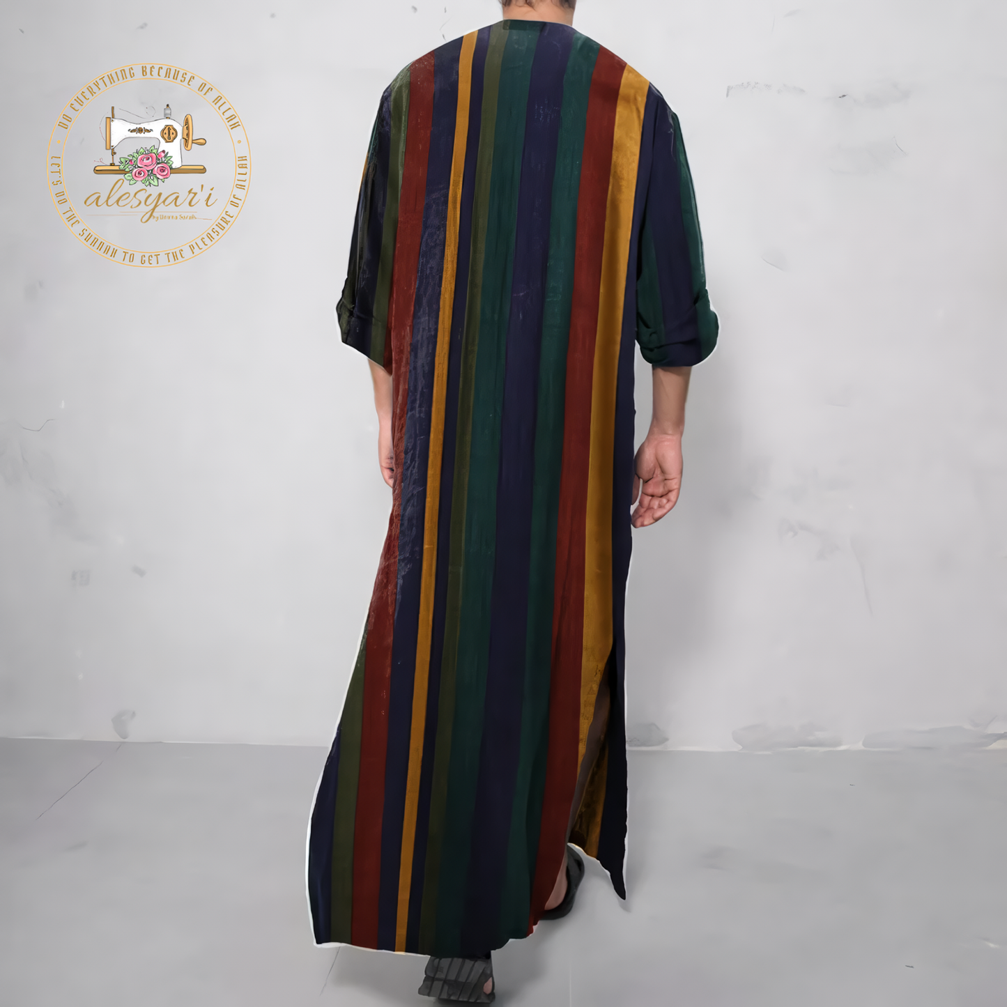 Alesyari Shop I Mens Islamic 2024 Jubba Thobe Long Sleeve, Solid Pockets,  Abaya Dress Classic Muslim Kaftan for Discerning Gentlemen