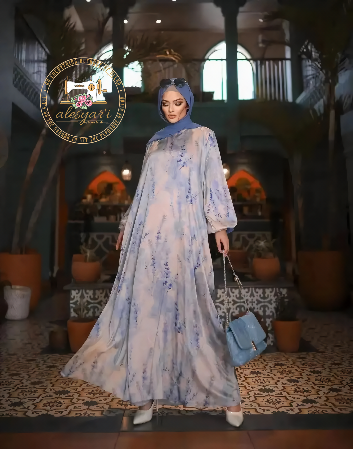 Alesyari Shop I Elegant Muslim Satin Dress: Modest Abaya, African Long Dresses, Formal Abayas, Kaftans - Embrace the Essence of Turkey, Dubai, Moroccan, and Arabic Styles