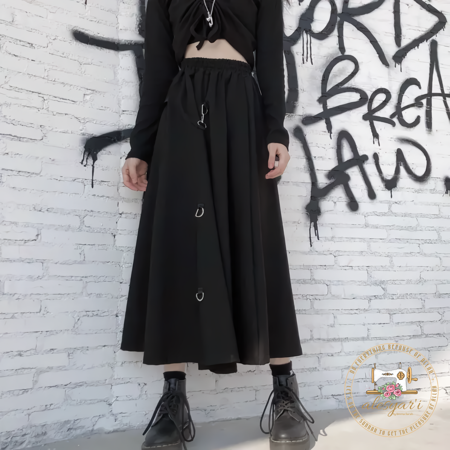 Alesyar'i Shop I Harajuku Punk Elegance: High Waist Splicing Buckle Irregular Gothic Skirt for Streetwear Statement