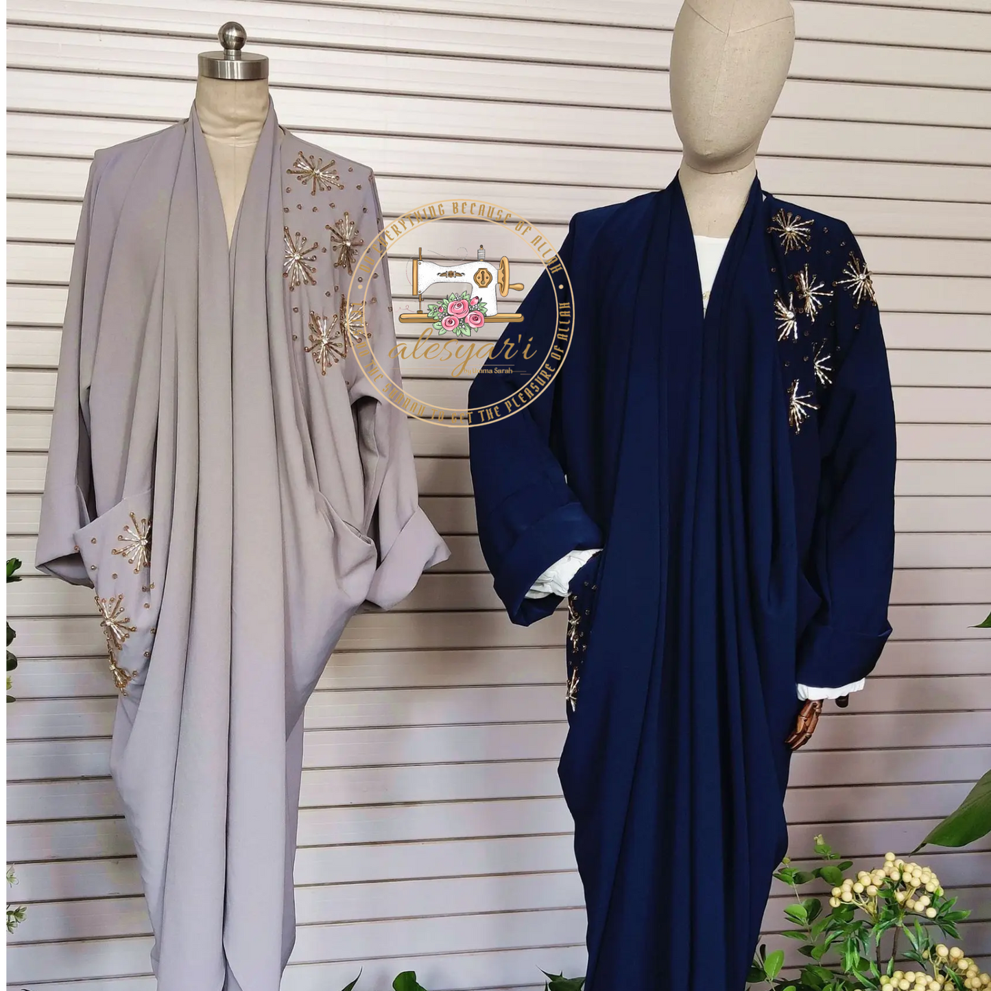 Alesyari Shop I New Muslim Woman Dress Two Through Hand Stitched Beaded Tube Outerwear Elegant Women's Dress Ins Kaftan Muslim Abaya Sets