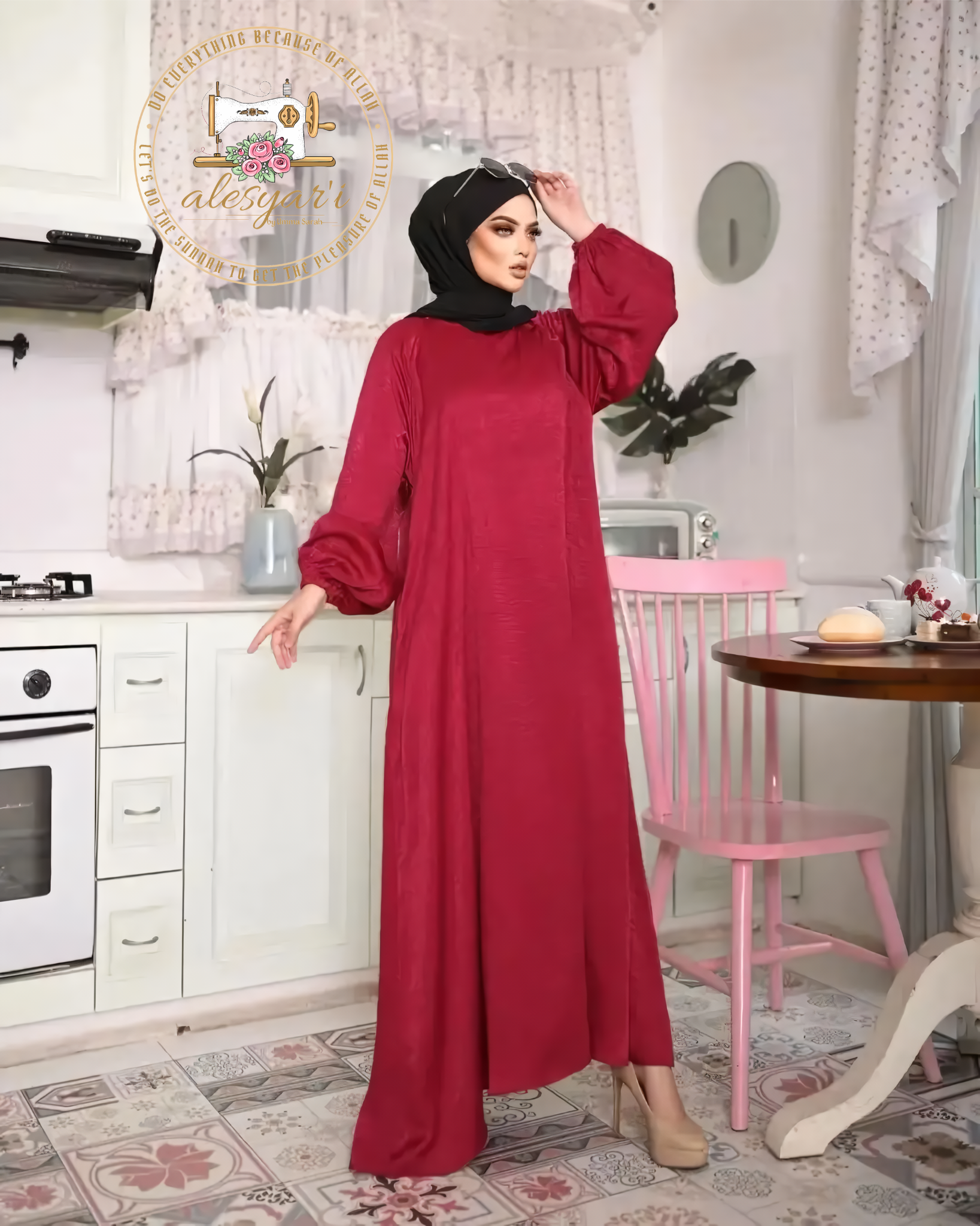 Alesyari Shop I Graceful Modesty Satin Abaya Long Dress - Elegant Formal Wear for Women