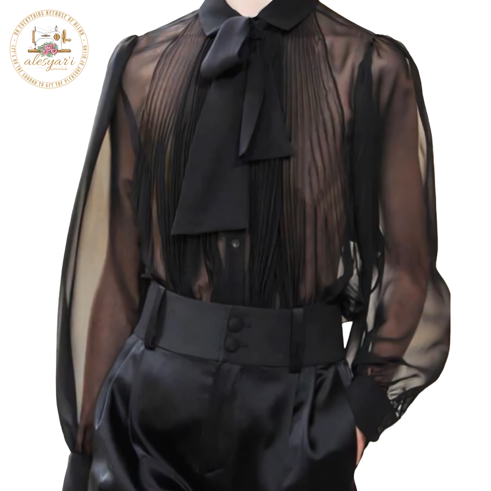 Alesyari Shop I Men Sexy Shirt Mesh See Through Lapel Long Sleeve With Tie Streetwear 2024 Pleated Solid Party Men Clothing 5XL