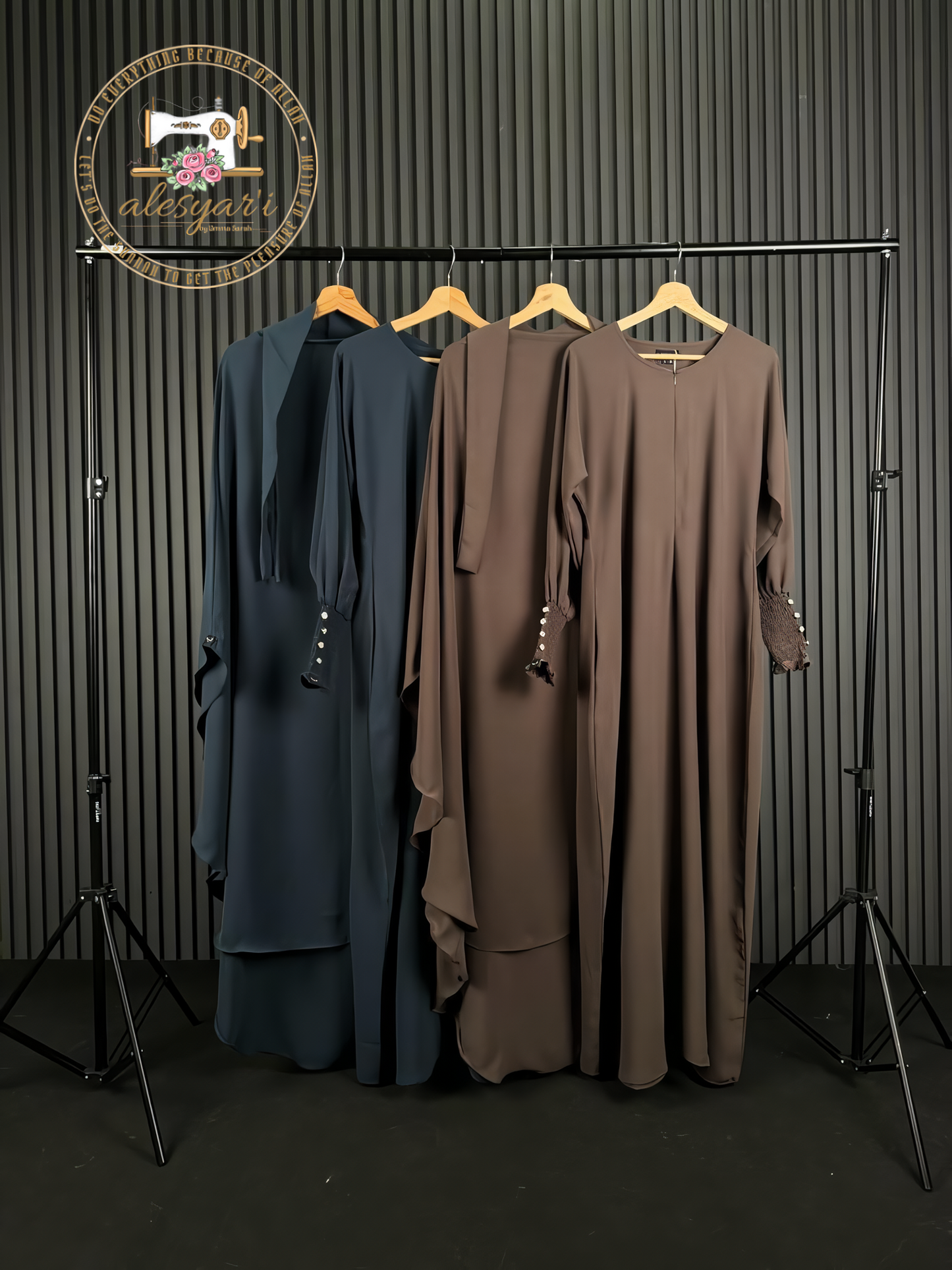 Alesyari Shop I Jet Black Mina Mazen Abaya Set Premium Comfort for Haji and Umrah