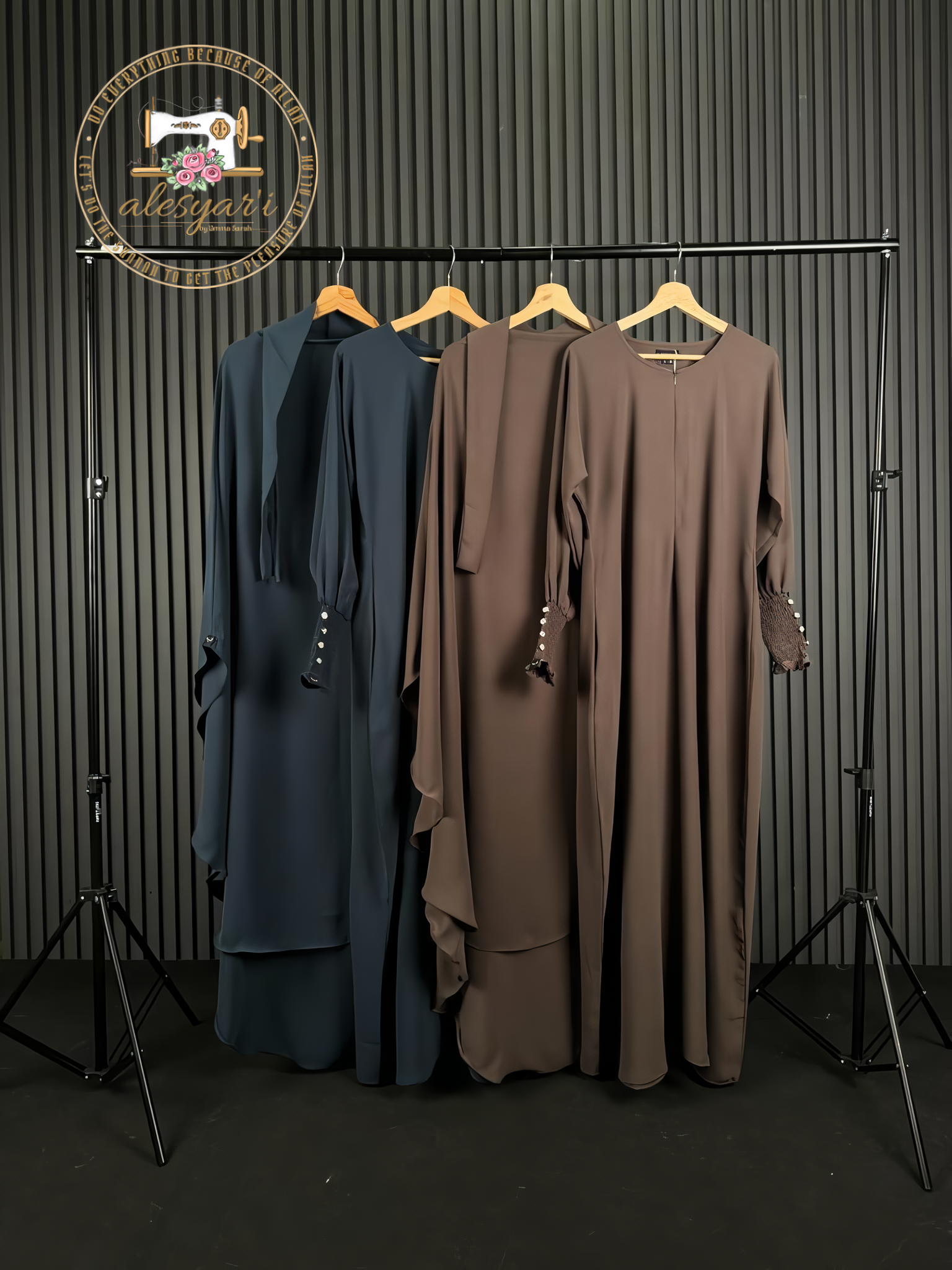 Alesyari Shop I Jet Black Mina Mazen Abaya Set Premium Comfort for Haji and Umrah