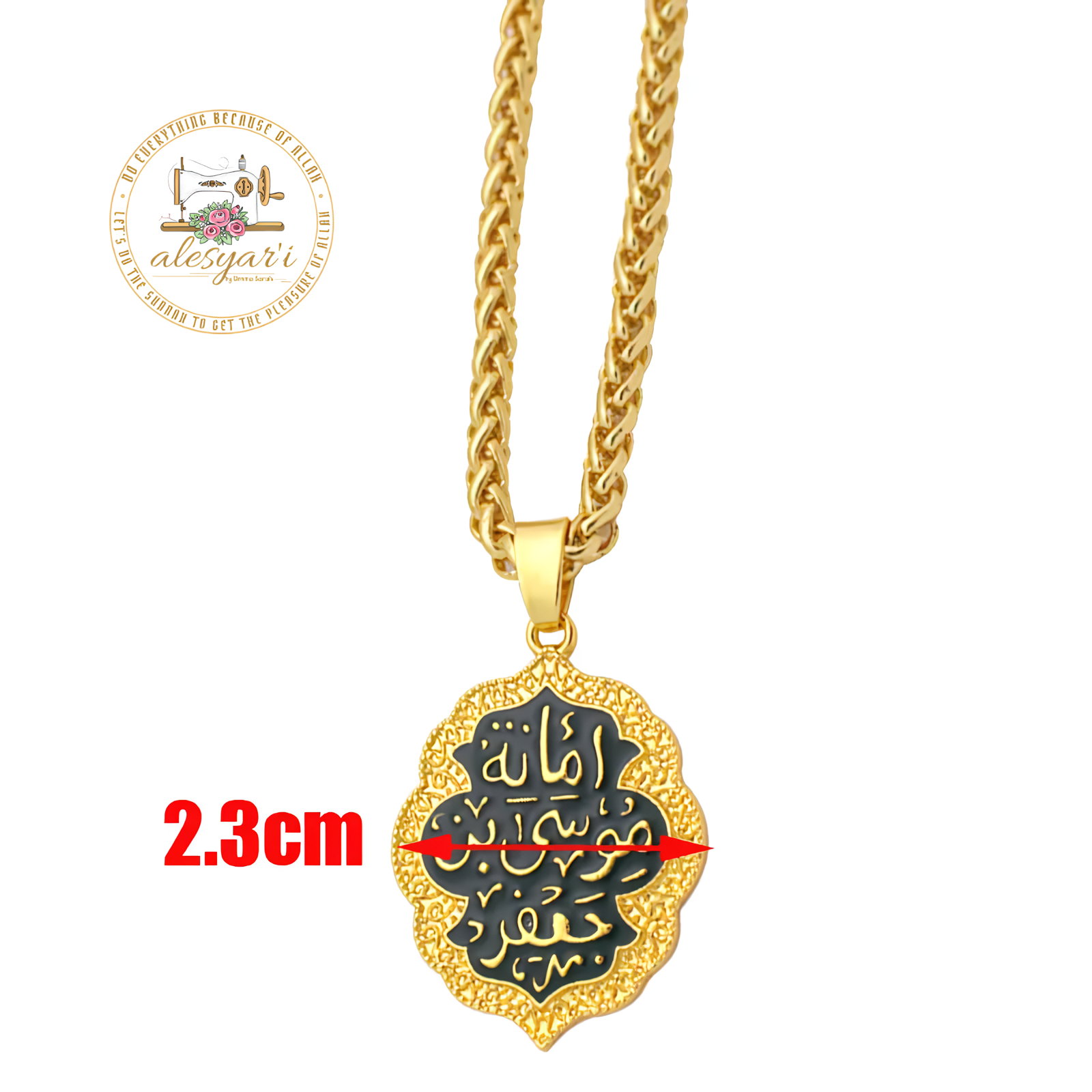 Alesyari Shop I Imam Musa bin Jafar KAZIM: Pendant Necklace, A Revered Figure in Islam, Amanat Musa bin Jafar