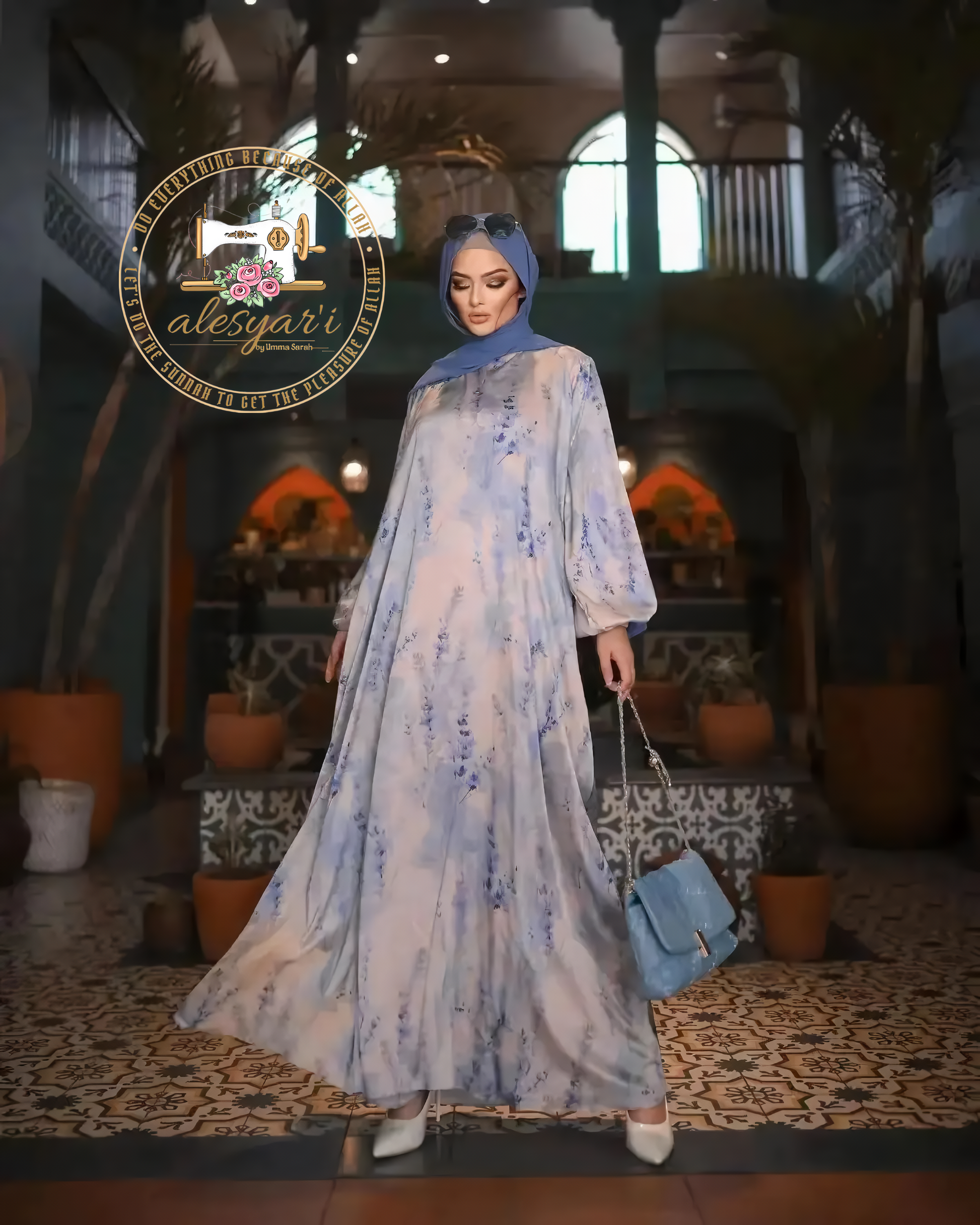 Alesyari Shop I Elegant Muslim Satin Dress: Modest Abaya, African Long Dresses, Formal Abayas, Kaftans - Embrace the Essence of Turkey, Dubai, Moroccan, and Arabic Styles