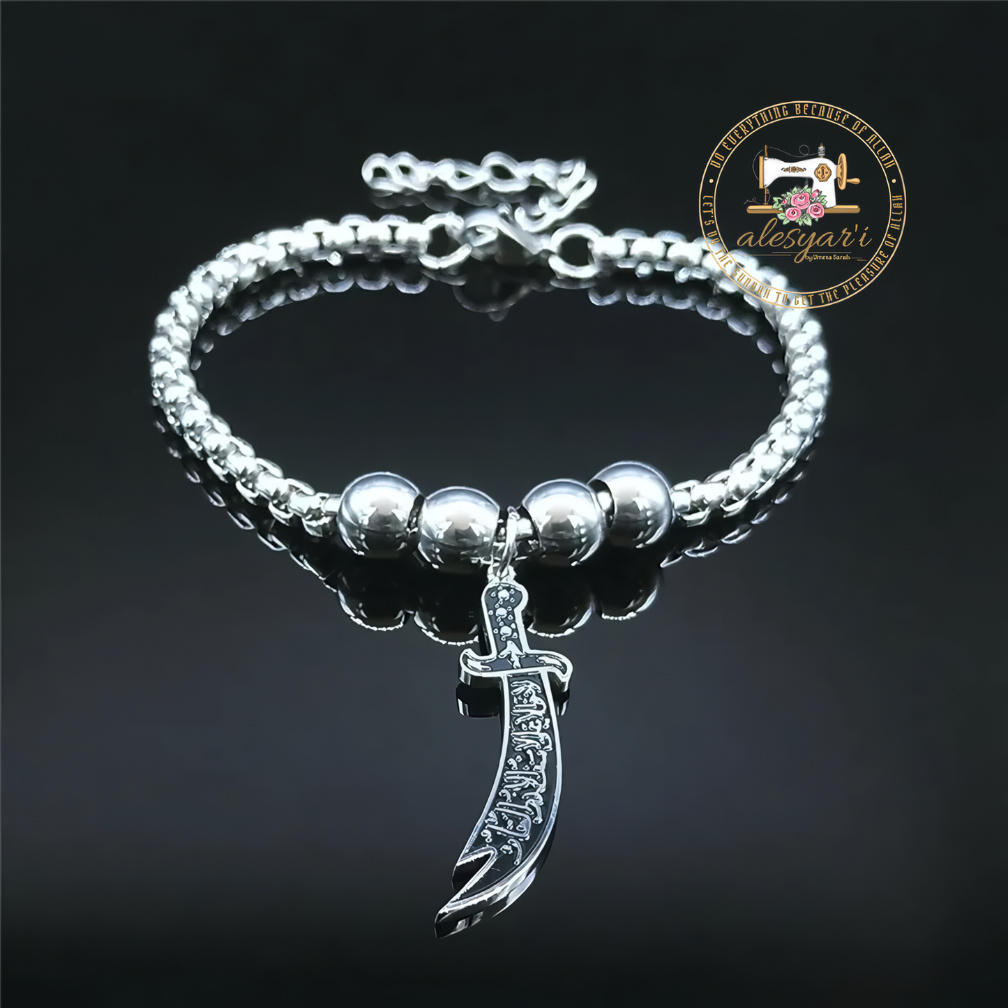 Alesyari Shop I Stainless Steel Arabic Sword Pendant Necklace - A Unique Statement in Islamic Jewelry