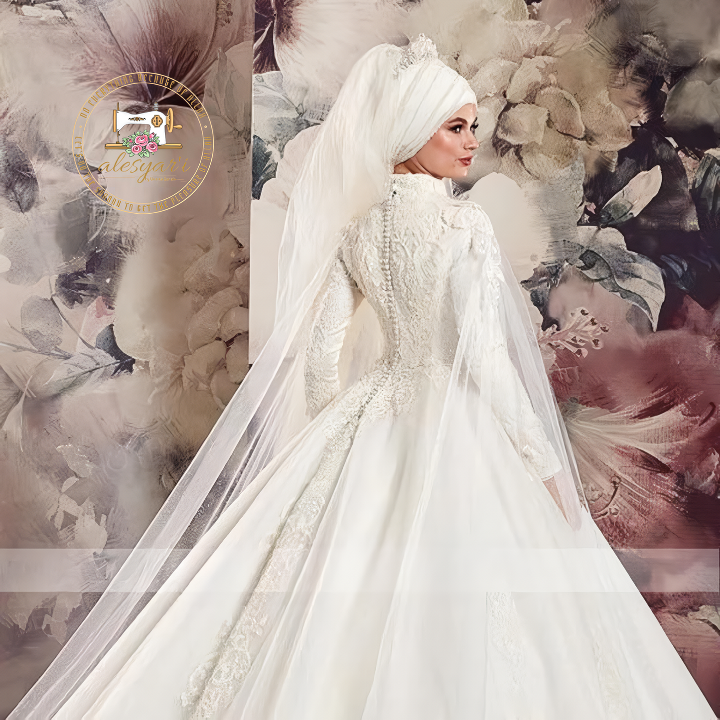 Alesyari Shop I Long Sleeve Wedding Dress with Beaded Appliques and 2-in-1 Detachable Ball Gown, Fit for a Princess Bride