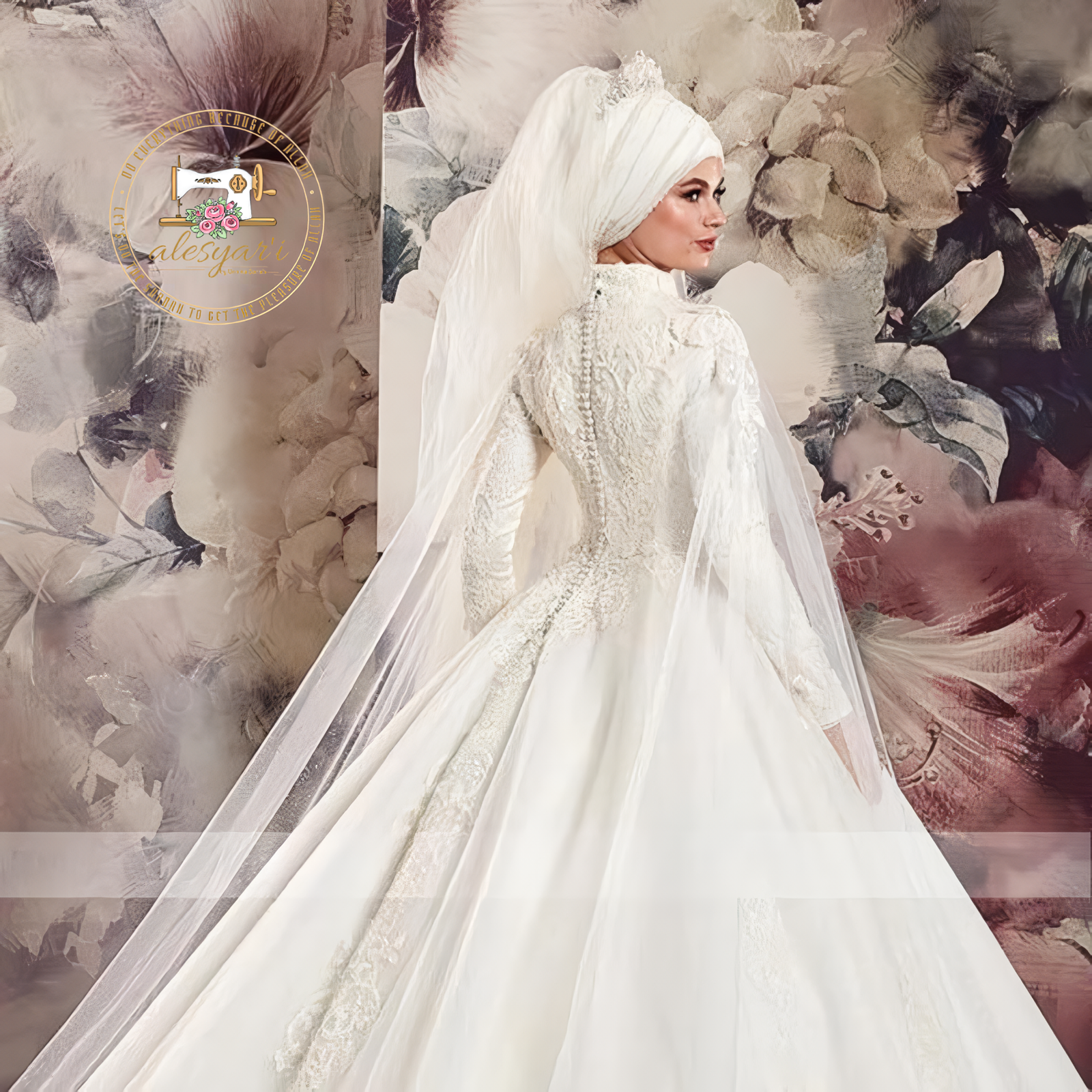 Alesyari Shop I Long Sleeve Wedding Dress with Beaded Appliques and 2-in-1 Detachable Ball Gown, Fit for a Princess Bride