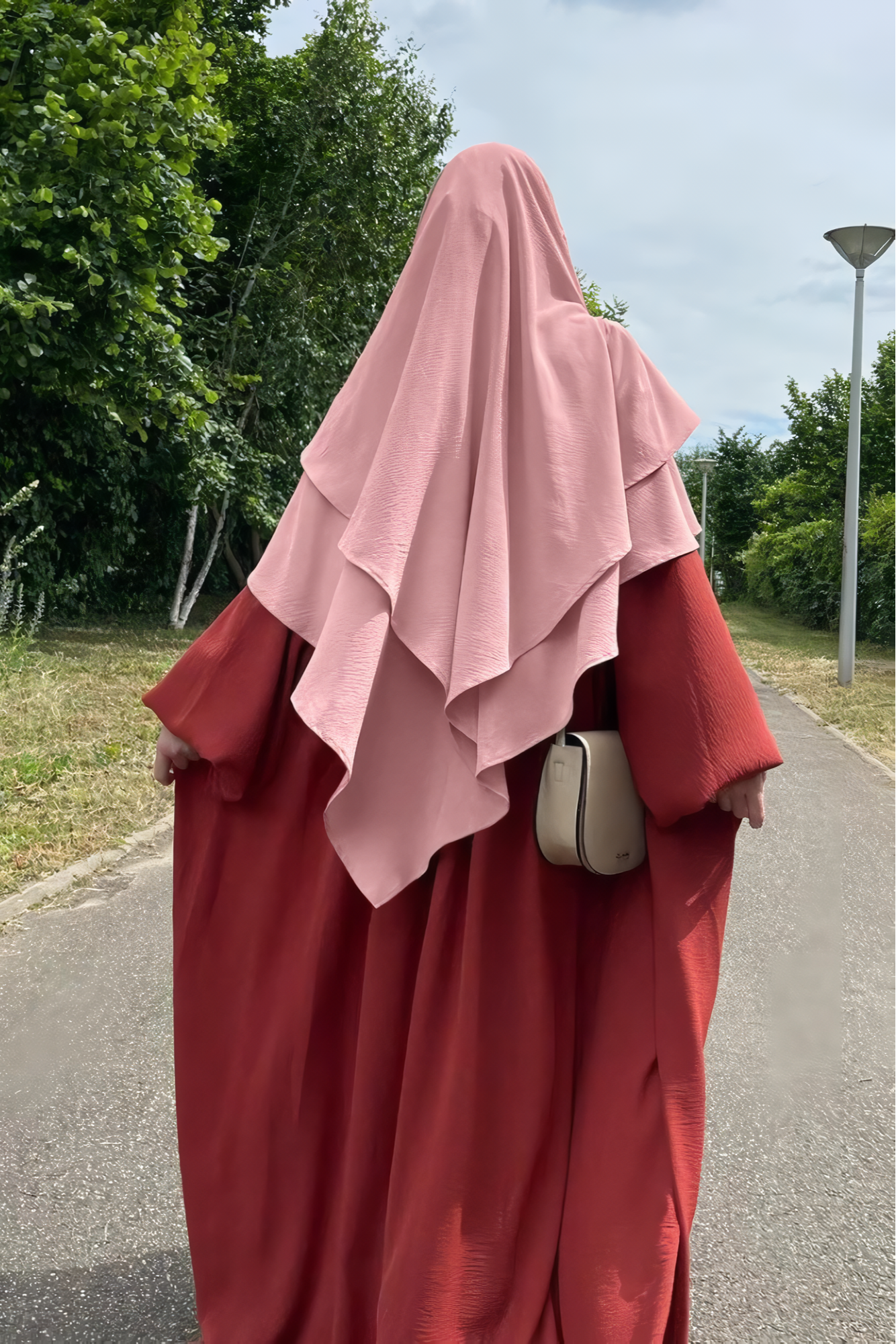 1pcs French Khimar and Half Niqab 2 Layer from Crinkle Airflow Fabric