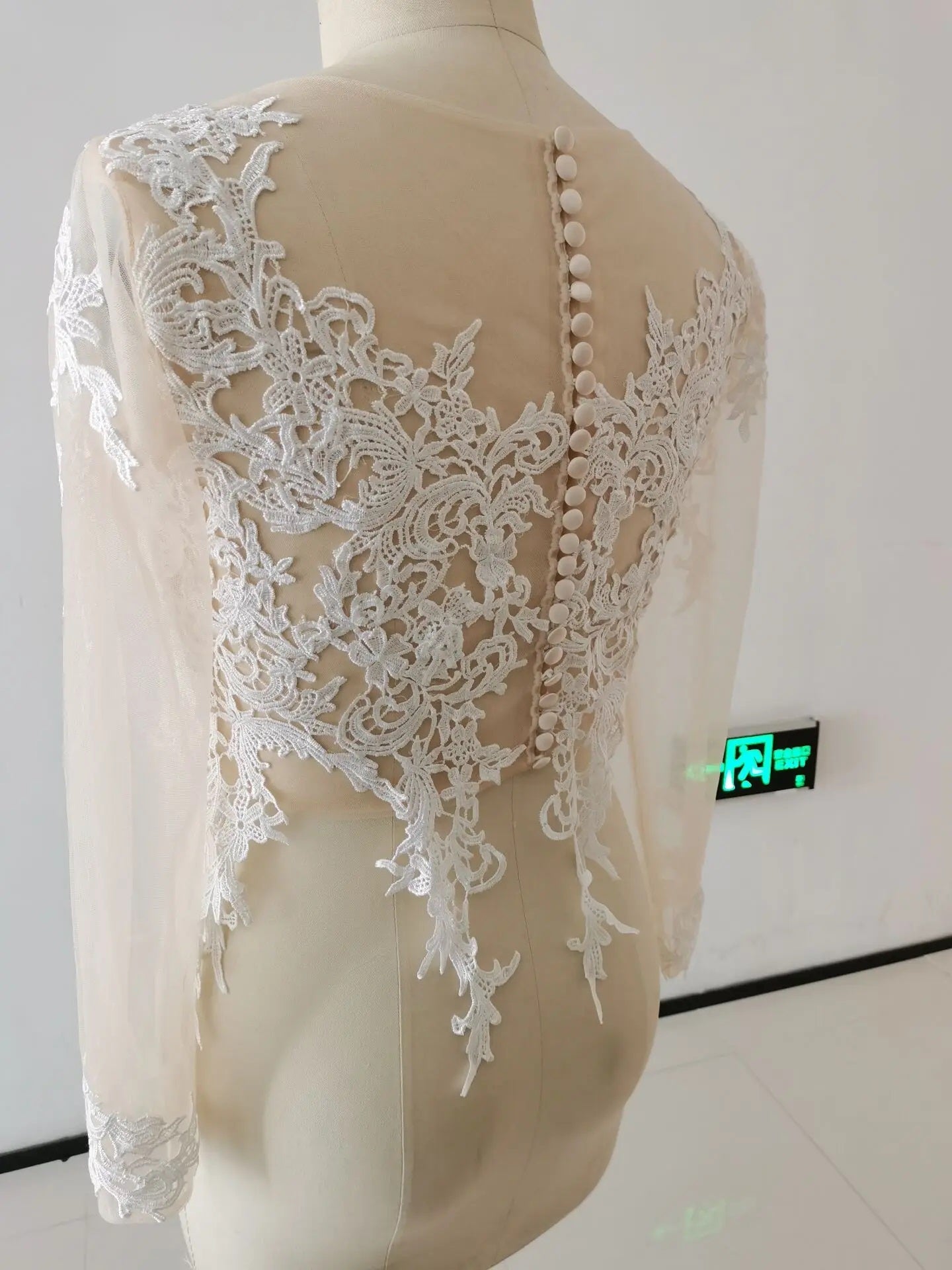 Long Sleeve Wedding Jacket: Appliques Bridal Bolero, Custom-Made Lace Top