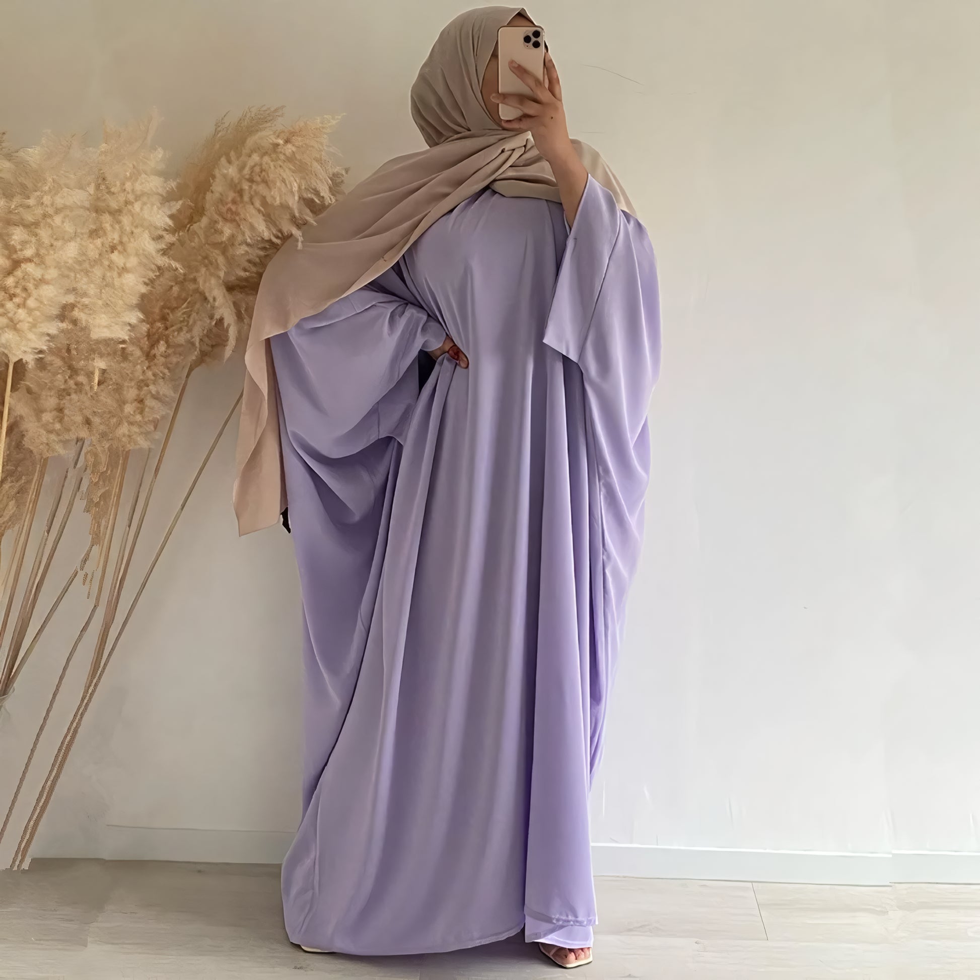 Muslim Women's Prayer Dress with Batwing Abaya, Headscarf, Ideal for Dubai, Turkey, Saudi - Jilbab Ensemble