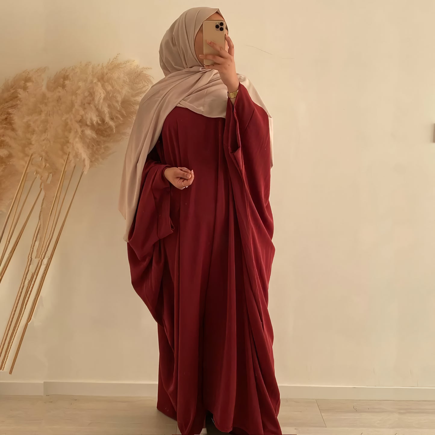 Muslim Women's Prayer Dress with Batwing Abaya, Headscarf, Ideal for Dubai, Turkey, Saudi - Jilbab Ensemble