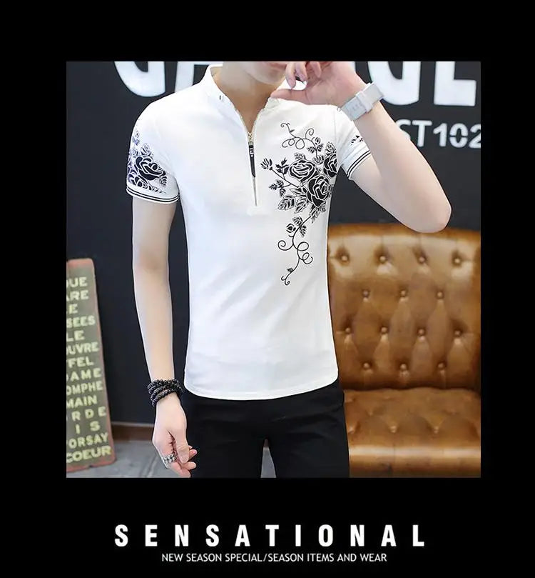 Men Polo Men Shirt Short Sleeve Polo Shirt Print Polo New Clothing Summer Streetwear Casual Fashion Men tops