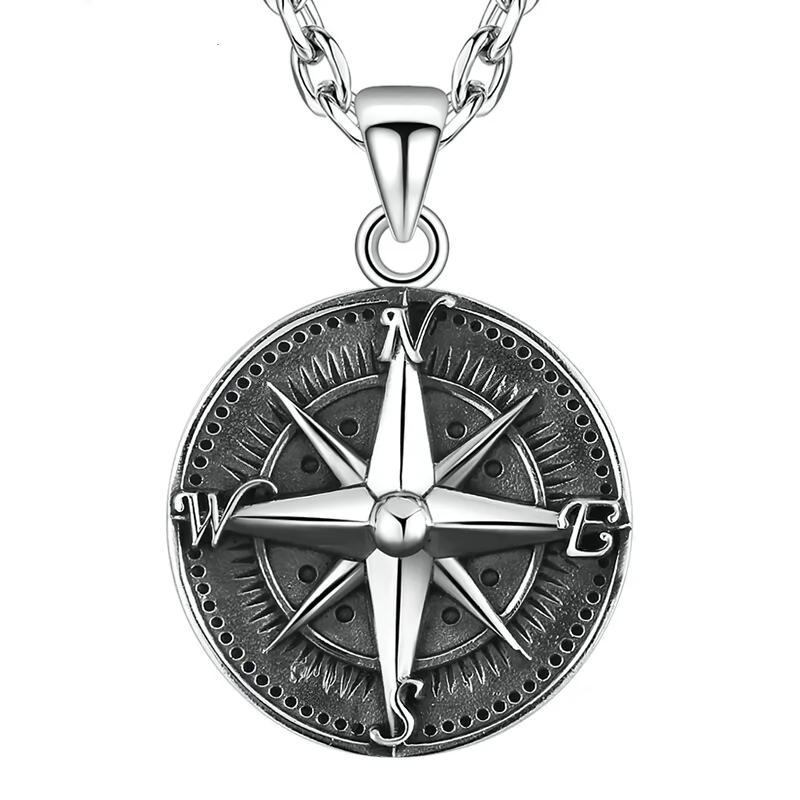 Alesyari Shop I Men's Street Party Necklace with Viking Compass Pendant - Vintage Style