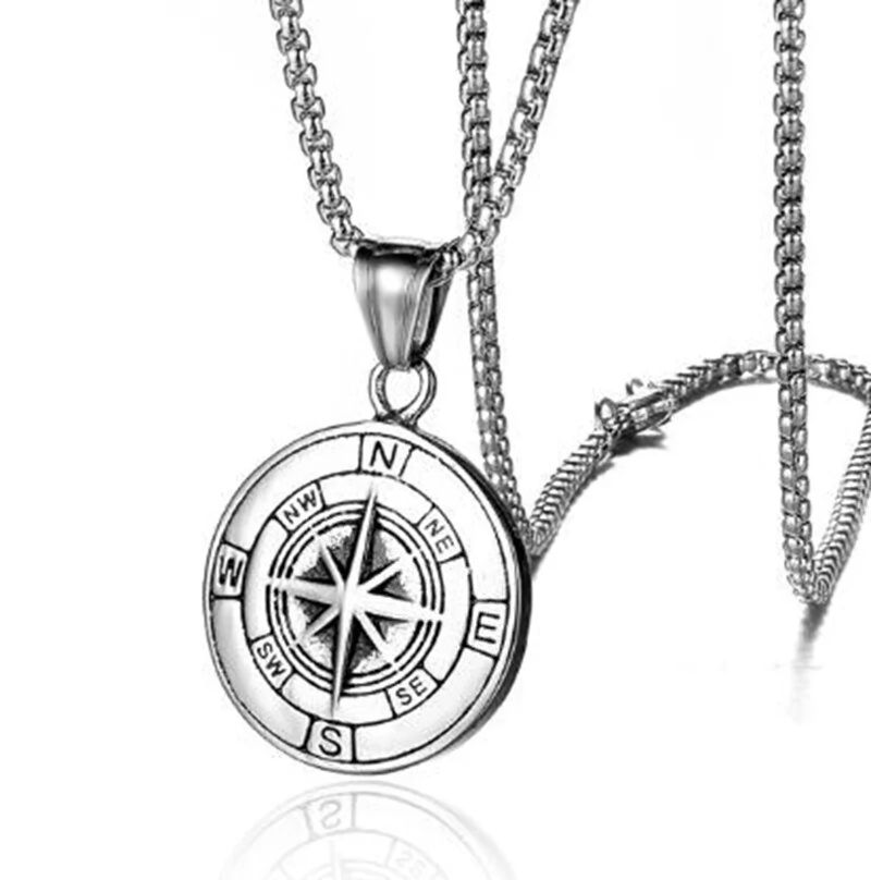 Alesyari Shop I Men's Street Party Necklace with Viking Compass Pendant - Vintage Style