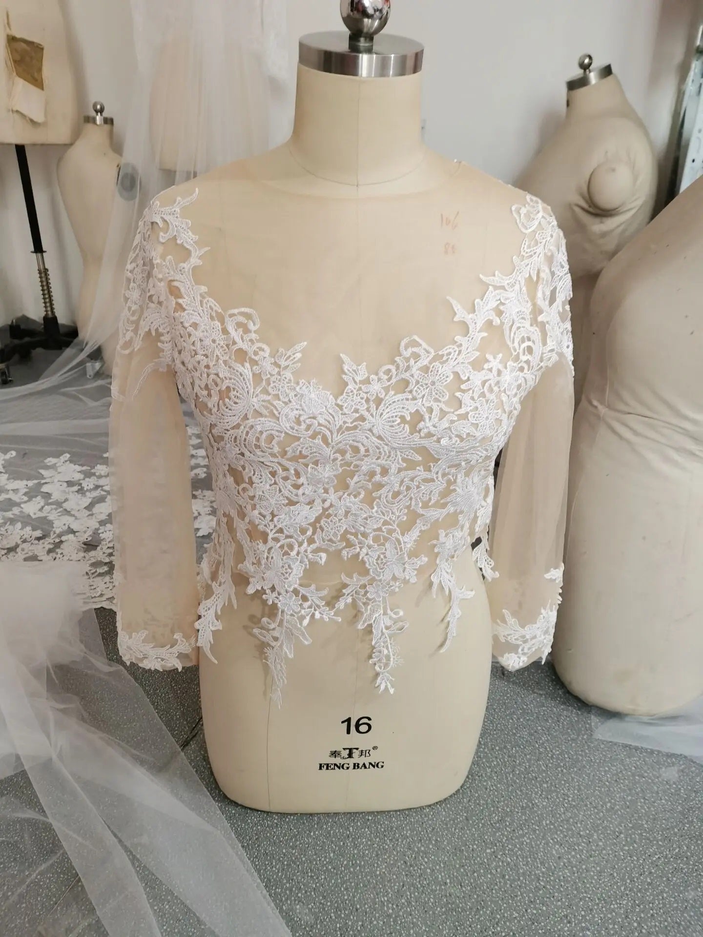 Long Sleeve Wedding Jacket: Appliques Bridal Bolero, Custom-Made Lace Top