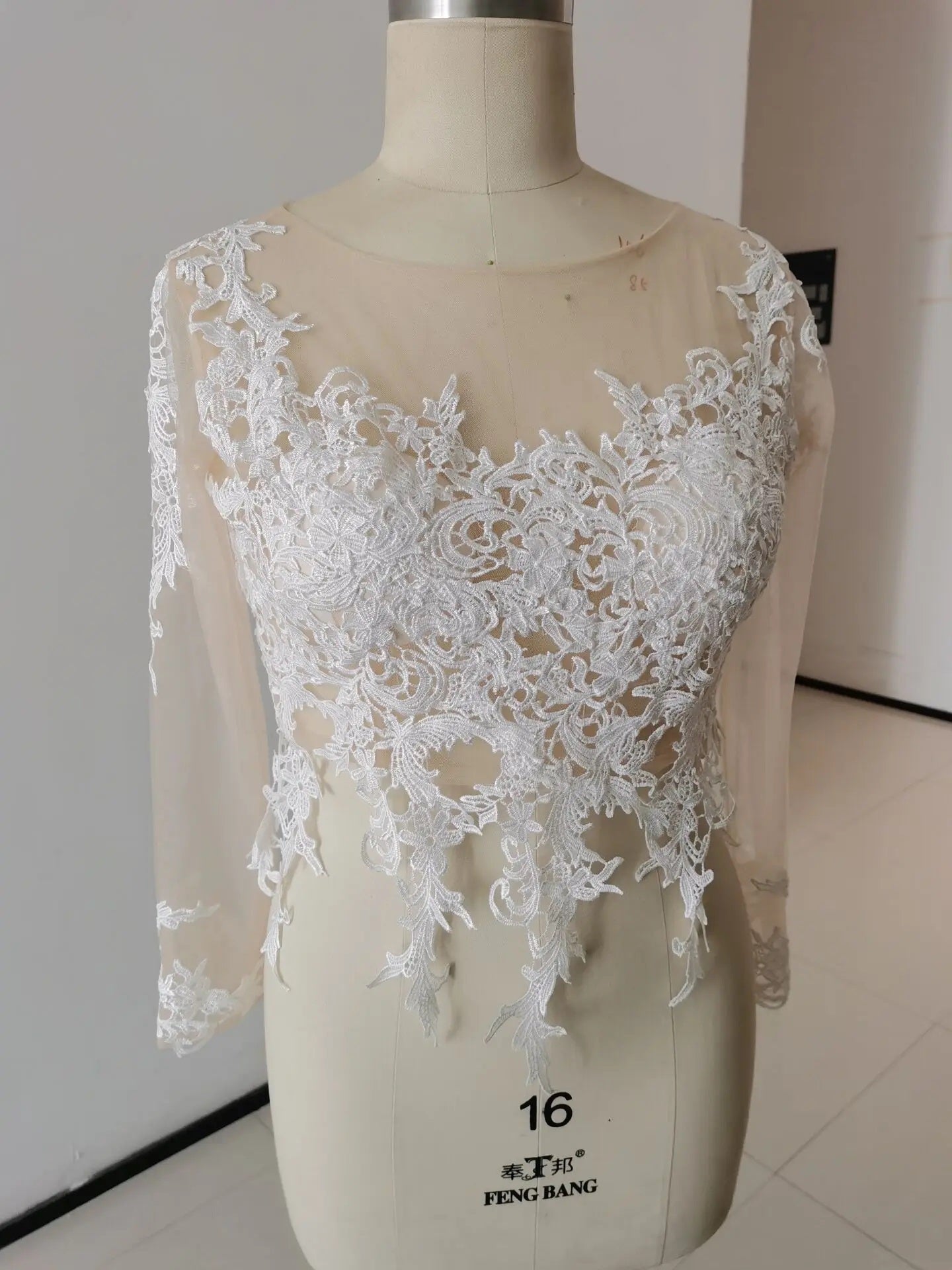 Long Sleeve Wedding Jacket: Appliques Bridal Bolero, Custom-Made Lace Top