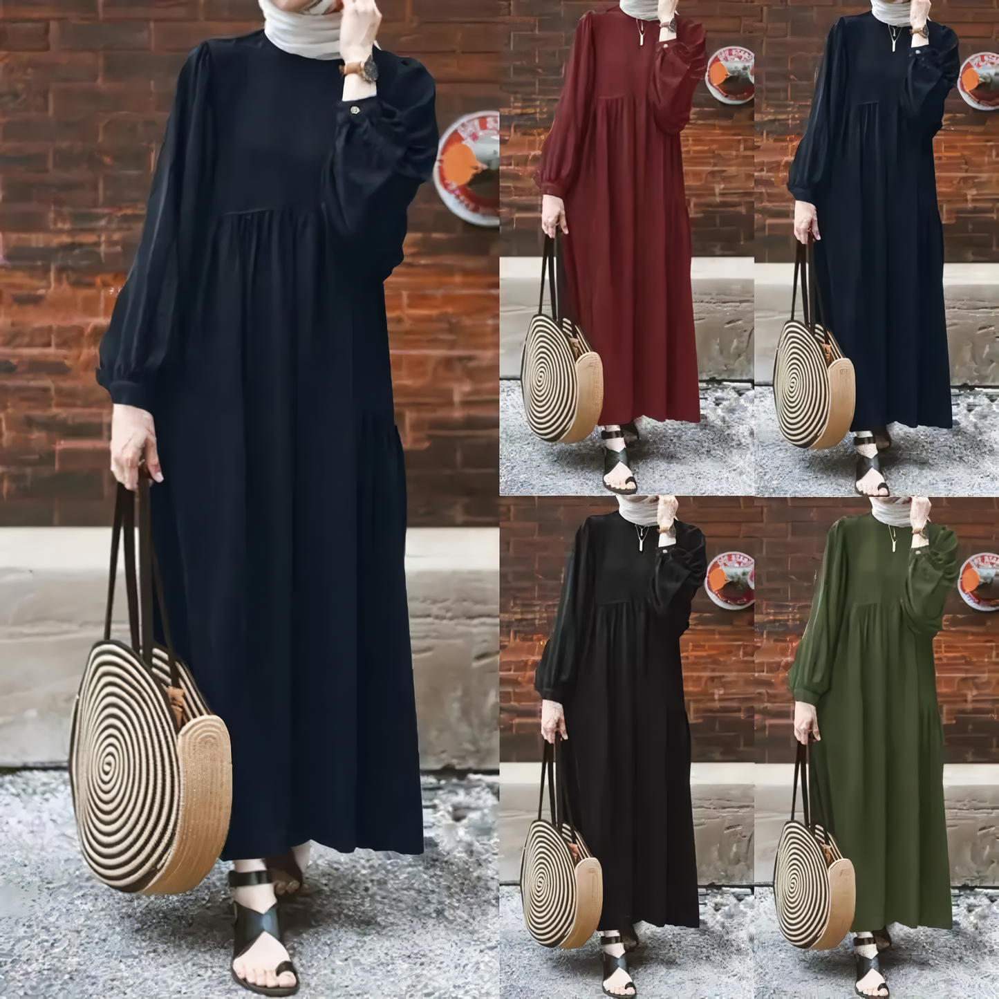 Alesyari Shop I Retro Abaya: Stylish Long Sleeve Muslim Dress