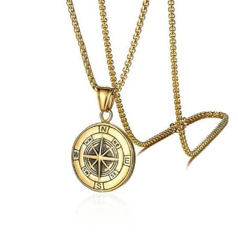 Alesyari Shop I Men's Street Party Necklace with Viking Compass Pendant - Vintage Style