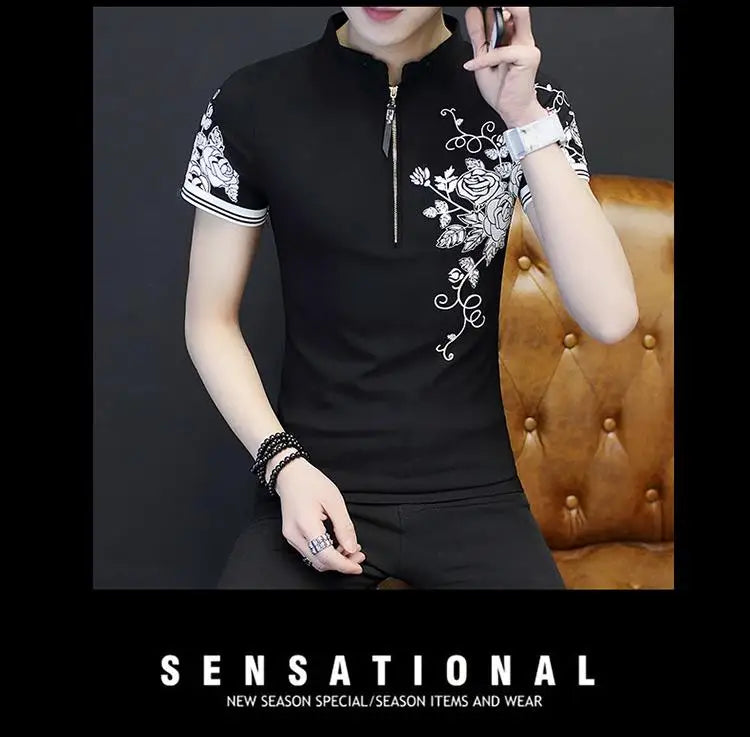 Men Polo Men Shirt Short Sleeve Polo Shirt Print Polo New Clothing Summer Streetwear Casual Fashion Men tops