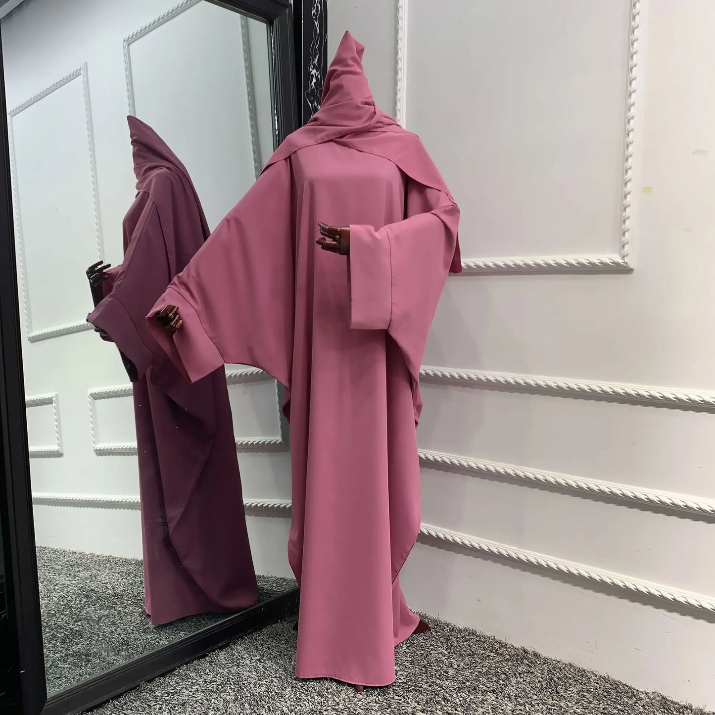 Muslim Women's Prayer Dress with Batwing Abaya, Headscarf, Ideal for Dubai, Turkey, Saudi - Jilbab Ensemble