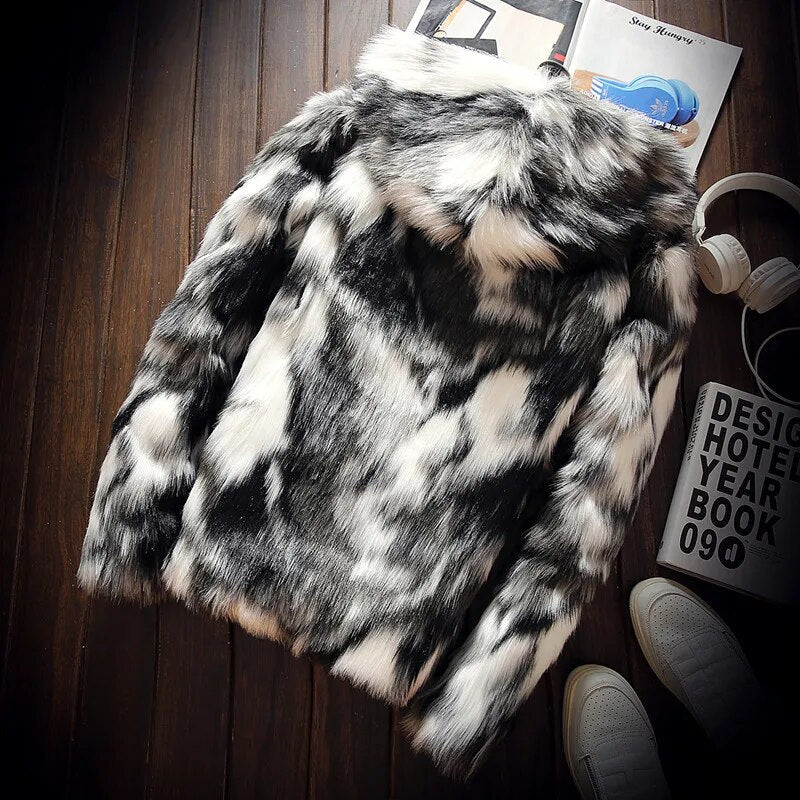 Fashion Male Keep Warm Winter Slim Simulation Fox Fur Jackets/Men's High Quality Leisure Hooded Coats Thickening Jackets