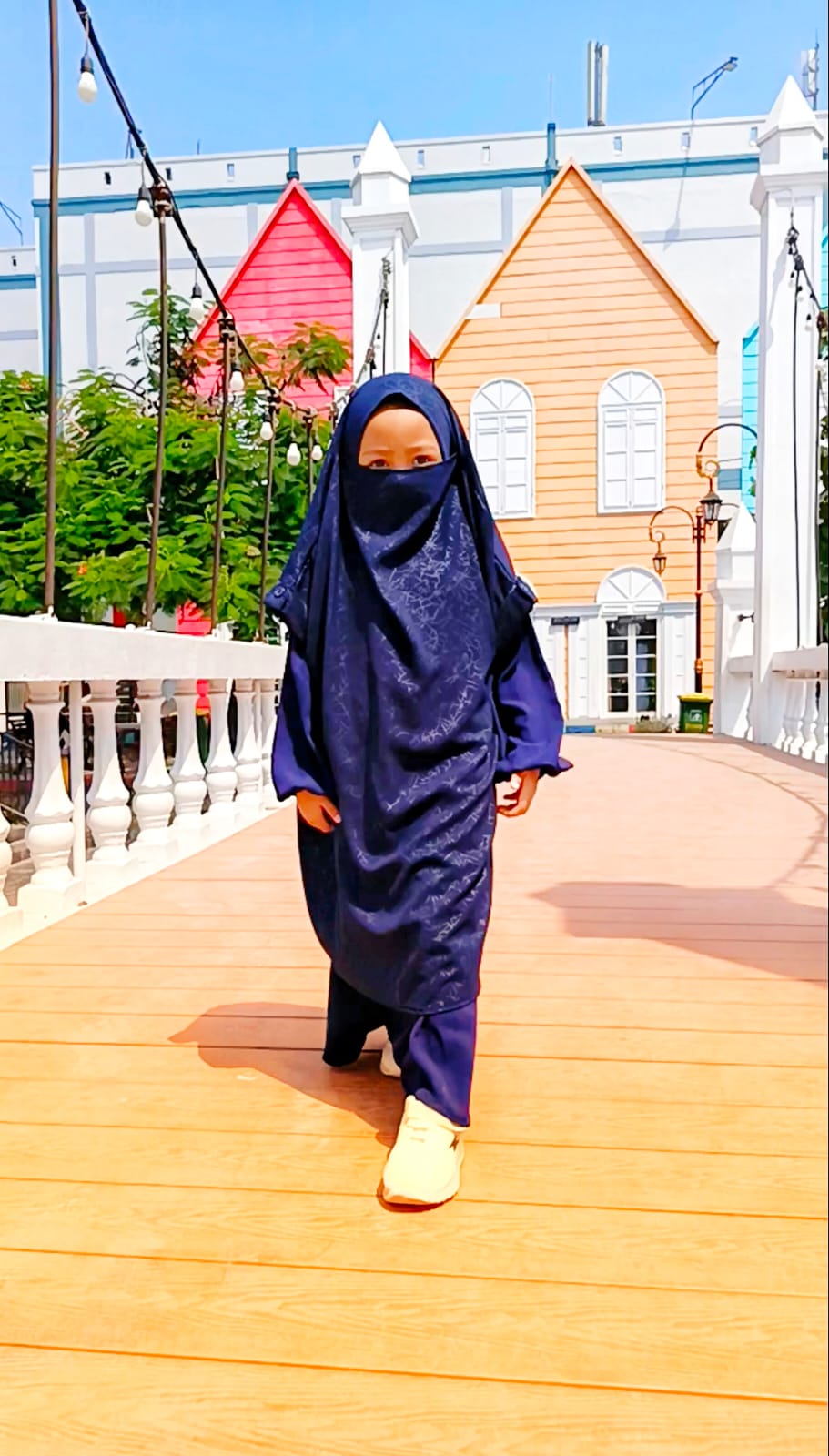 Abaya Kids Midnight Blue Maryaam Series Transformer French Khimar Abaya Half Niqab Veil Muslimah Syari Dress Hijab Instant Khimar Jilbab Simple