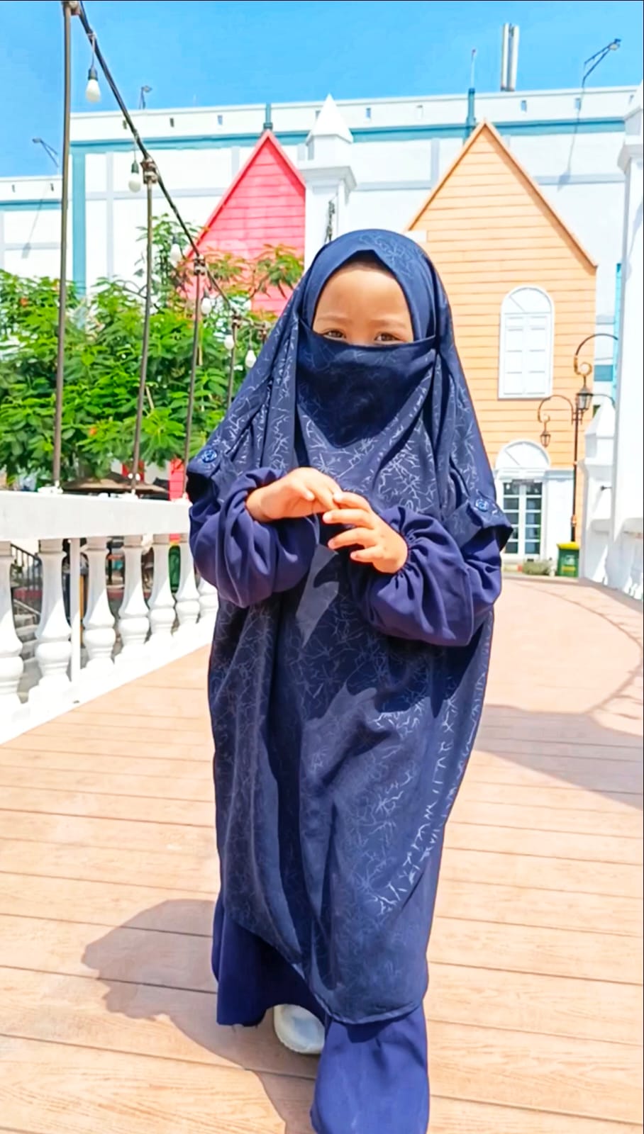 Abaya Kids Midnight Blue Maryaam Series Transformer French Khimar Abaya Half Niqab Veil Muslimah Syari Dress Hijab Instant Khimar Jilbab Simple