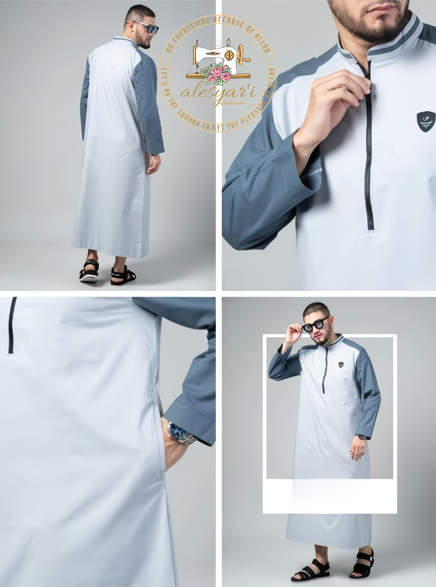 Alesyari Shop I Stylish Oxford Two-Tone Casual Robe for Men The Ideal Islamic Attire for Prayers