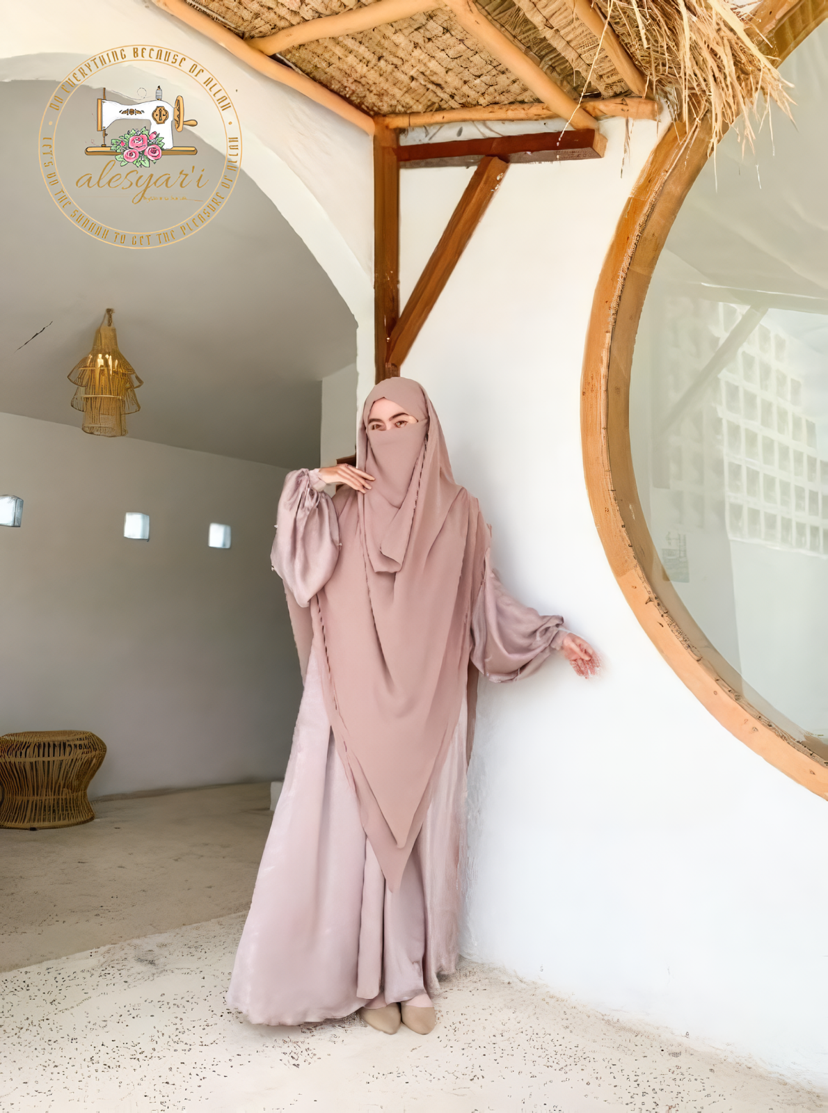 Alesyari Shop I The Premier Syari Dress Collection – Jumbo Khimar and Oversized Abaya Santorini Silk