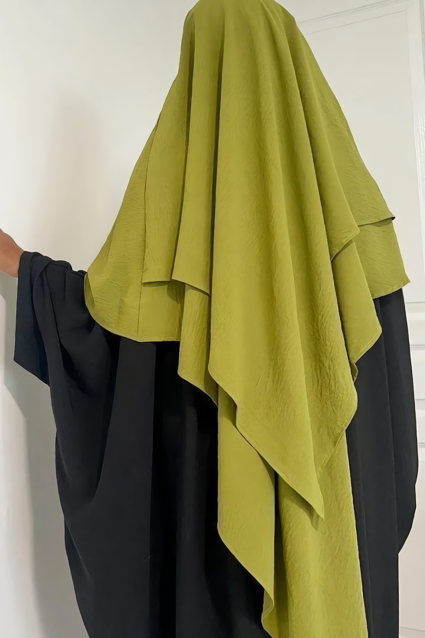 1pcs French Khimar and Half Niqab 2 Layer from Crinkle Airflow Fabric