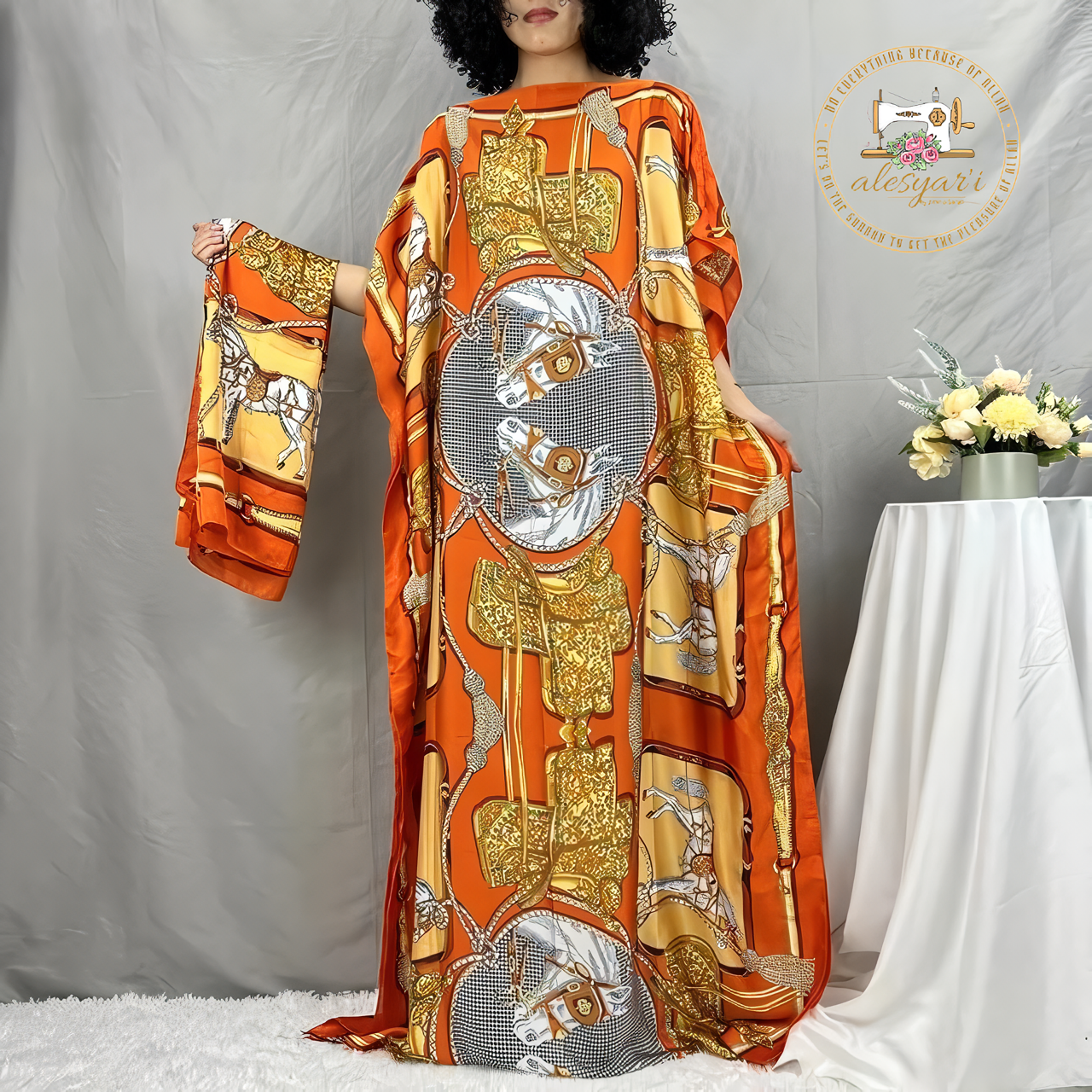 Alesyari Shop I Classic African Apparel - Dashiki Mantles, Silk Garb, and Loose-fitting in a Stunning Double Print for Women