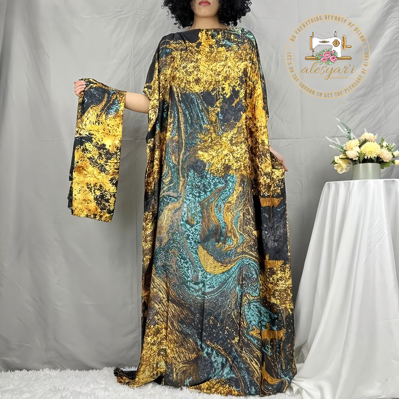 Alesyari Shop I Classic African Apparel - Dashiki Mantles, Silk Garb, and Loose-fitting in a Stunning Double Print for Women