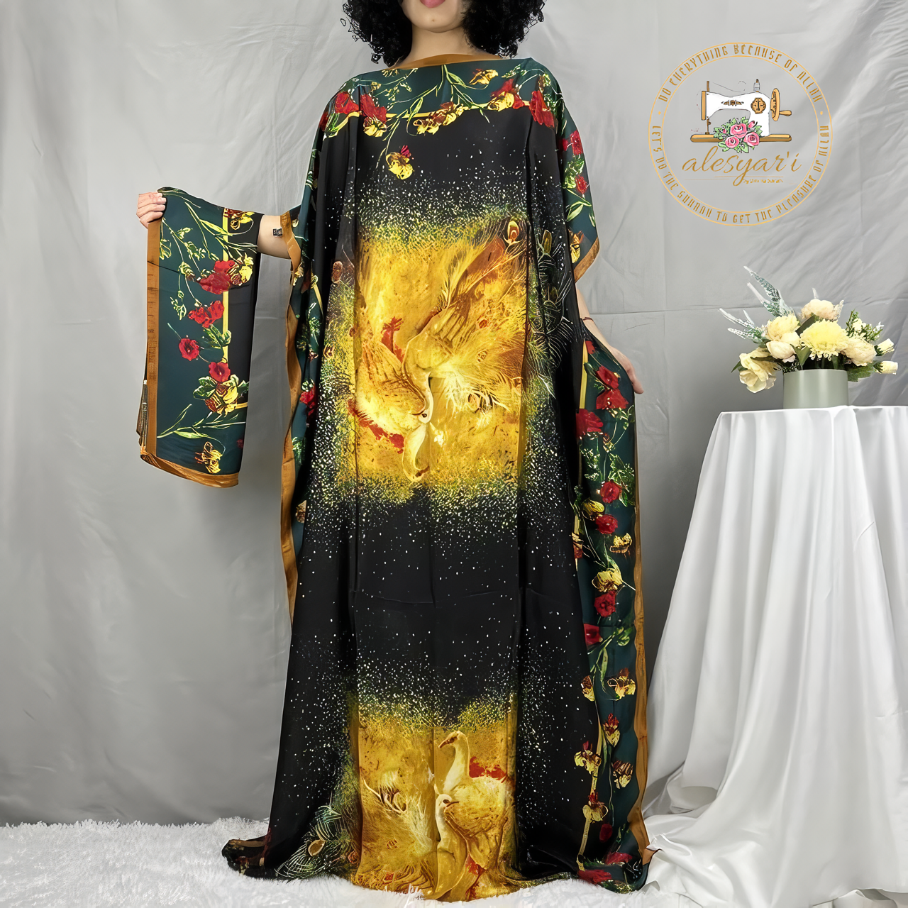 Alesyari Shop I Classic African Apparel - Dashiki Mantles, Silk Garb, and Loose-fitting in a Stunning Double Print for Women