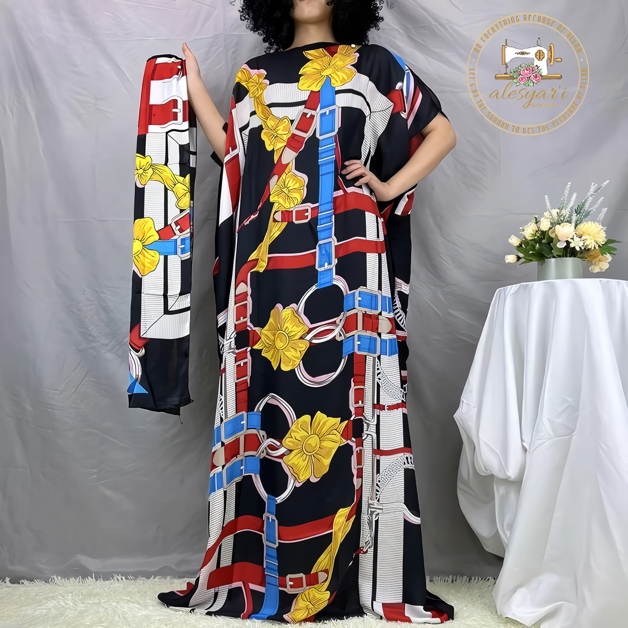 Alesyari Shop I Classic African Apparel - Dashiki Mantles, Silk Garb, and Loose-fitting in a Stunning Double Print for Women