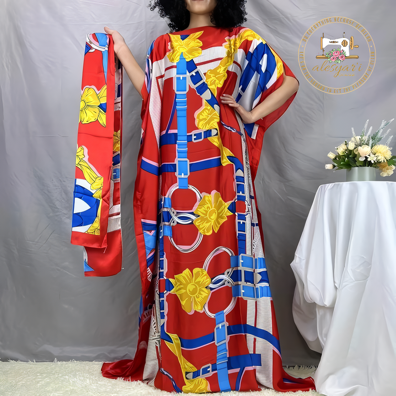 Alesyari Shop I Classic African Apparel - Dashiki Mantles, Silk Garb, and Loose-fitting in a Stunning Double Print for Women