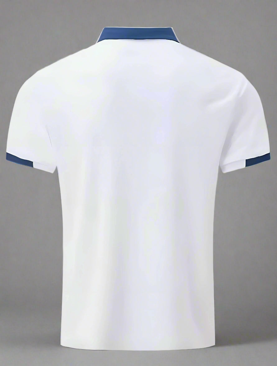 Men Summer Polo Shirt Color Block Patchwork Business Casual Short Sleeve Office High Street Fashion 