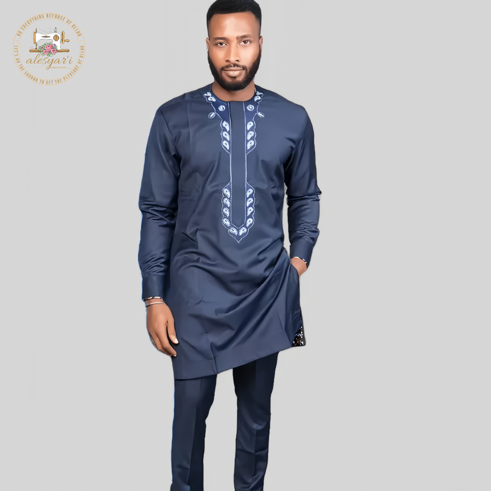 Alesyari Shop I New Classic Men's 2-piece Suit, Suit Pants, Jacket, T-shirt, Solid Color, Long Sleeved Holiday Wedding, African Ethnic Clothing